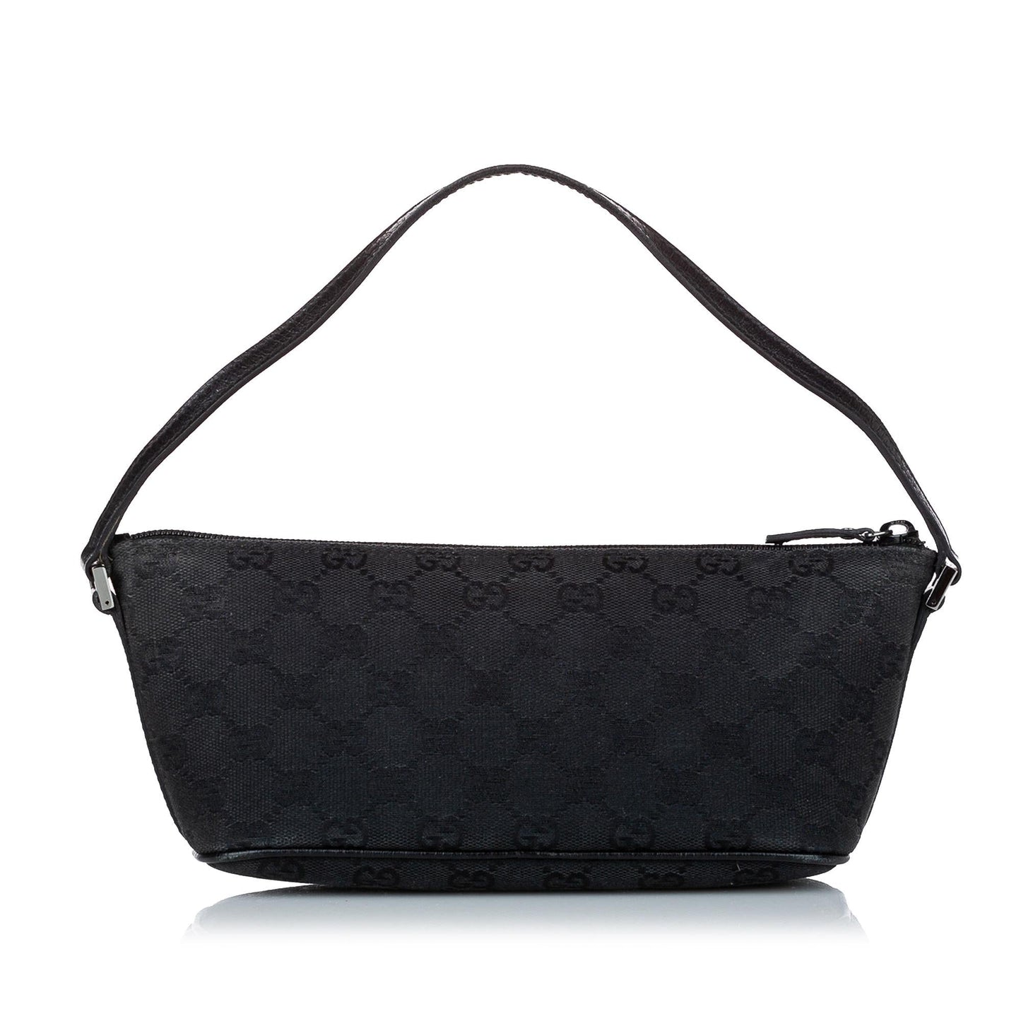Gucci GG Boat Baguette SHG Canvas Calf Black Handbag Baguette Shg