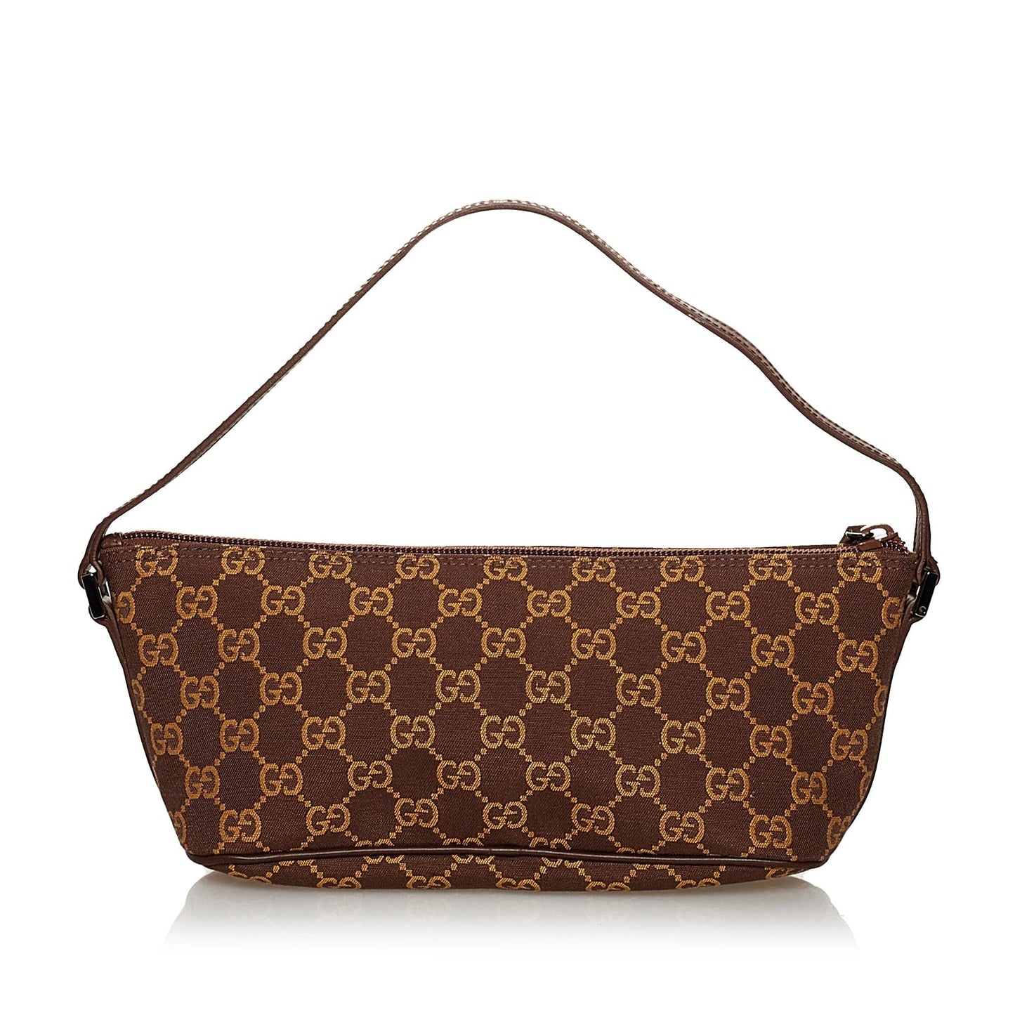 Gucci GG Boat Baguette SHG Canvas Brown Handbag 10