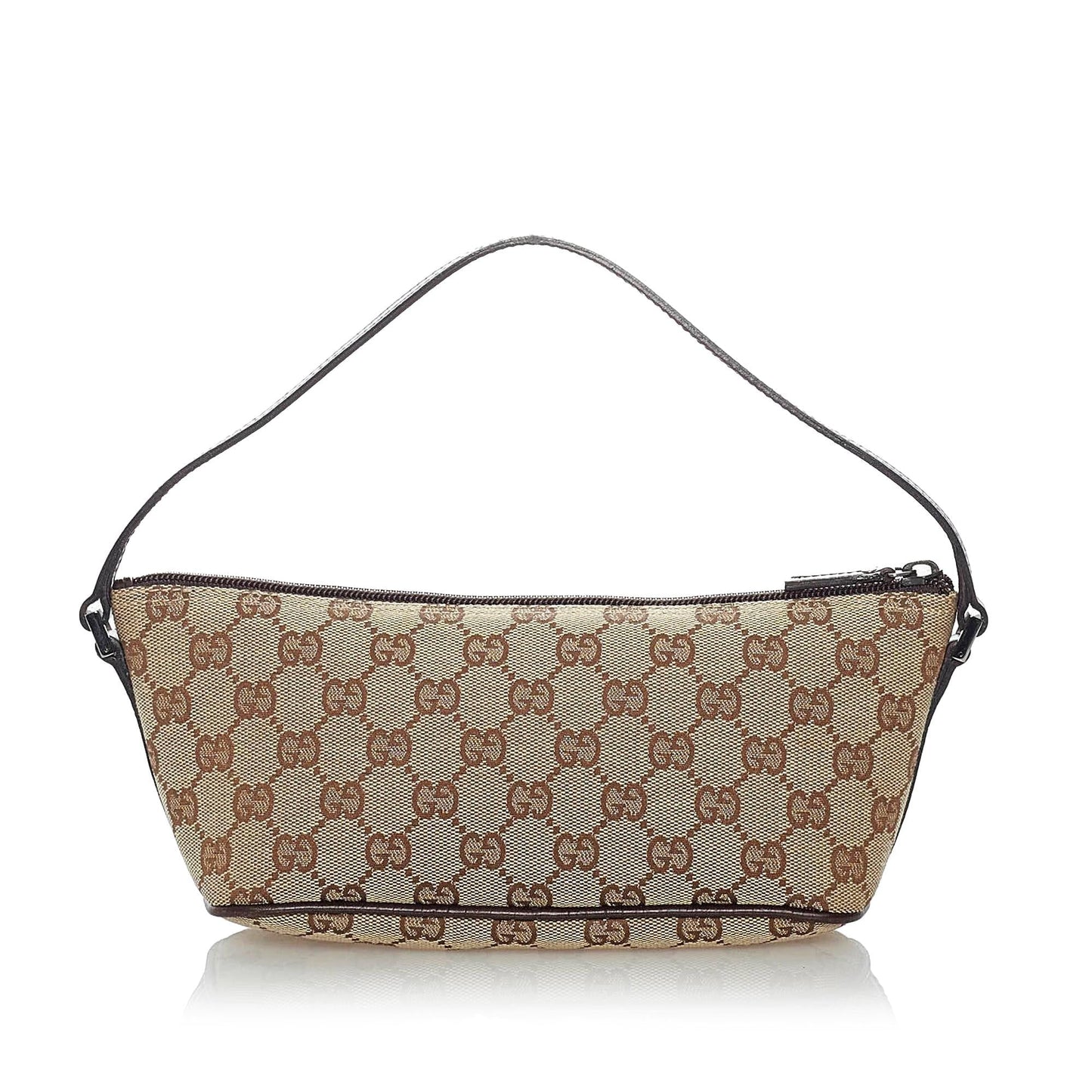 Gucci GG Boat Baguette SHG Canvas Brown Handbag 11