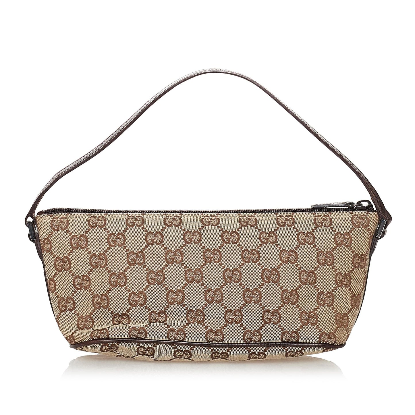 Gucci GG Boat Baguette SHG Canvas Black Brown Handbag 3