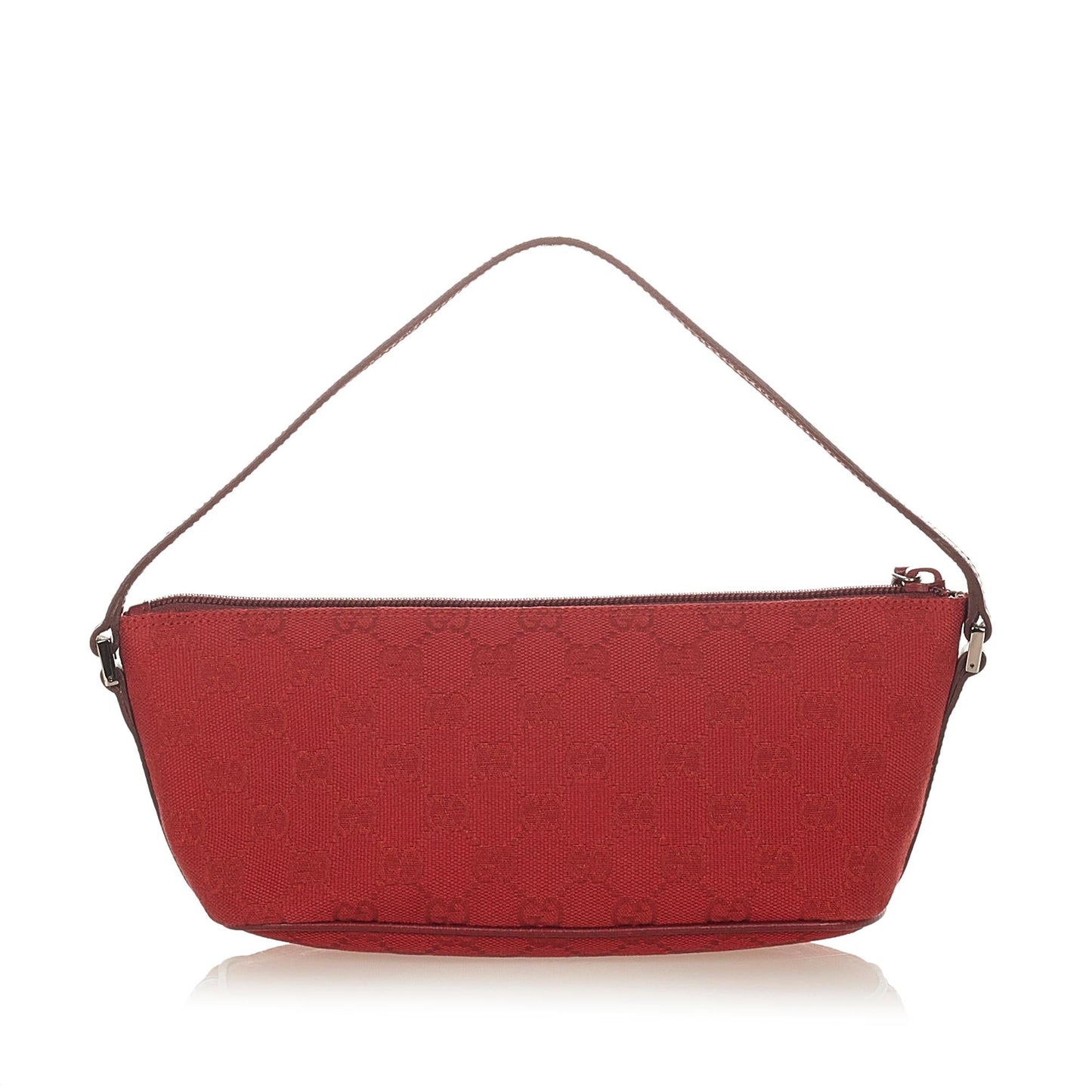 Gucci GG Boat Baguette SHG Canvas Red Handbag Baguette Shg