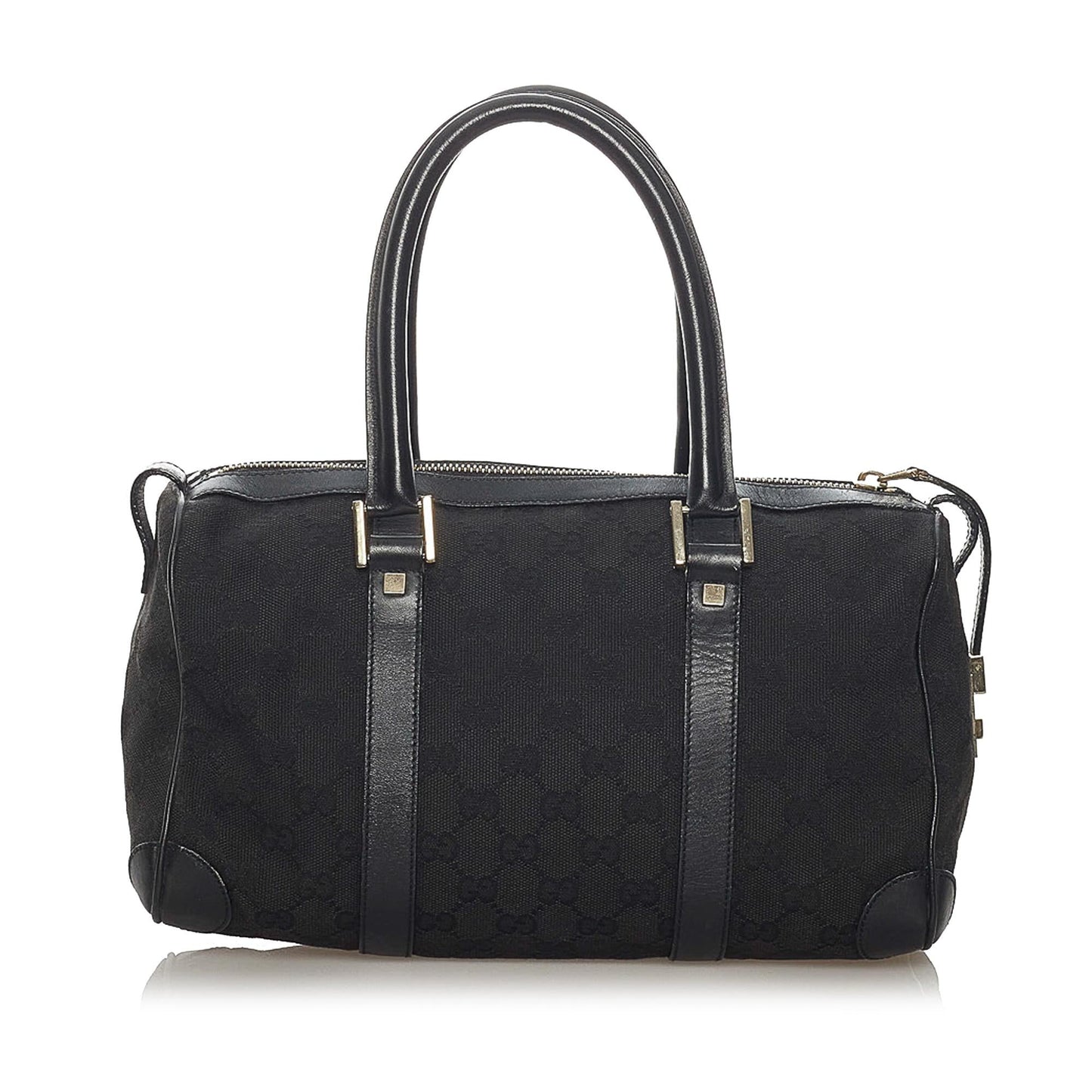 Gucci GG Boston SHG Canvas Calf Black Satchel Bag