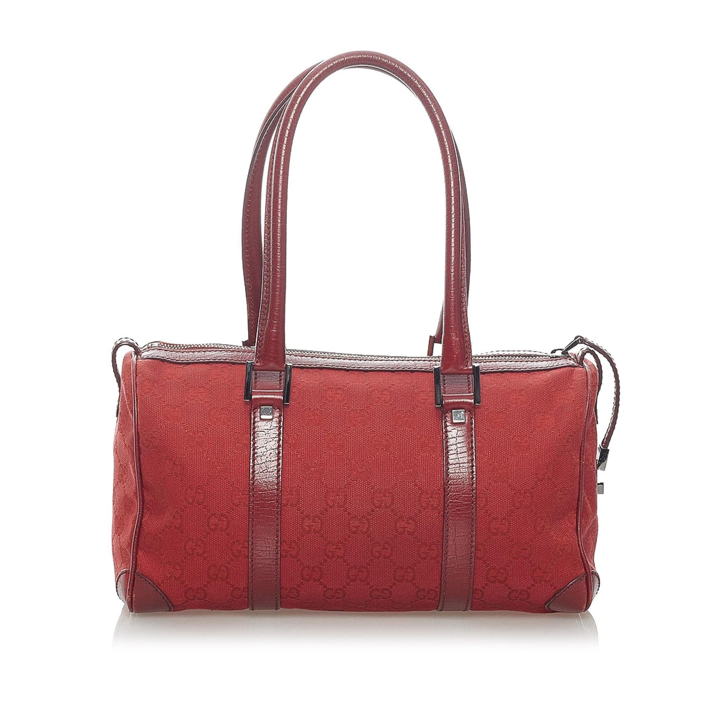 Gucci GG Boston SHG Canvas Calf Red Satchel Bag