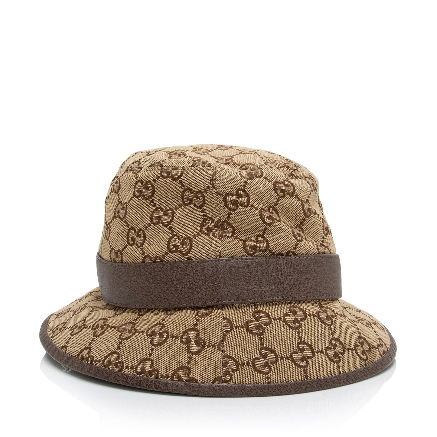 Gucci GG Bucket Hat - Size Leather Canvas Brown Beige Bucket Bag