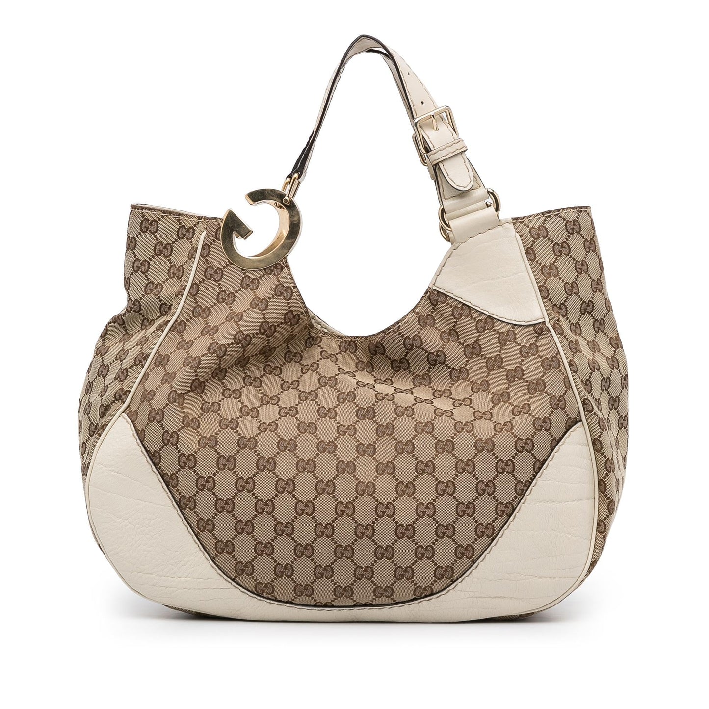 Gucci GG Charlotte SHG-V1X5T0 Canvas Calf White Brown Tote Bag