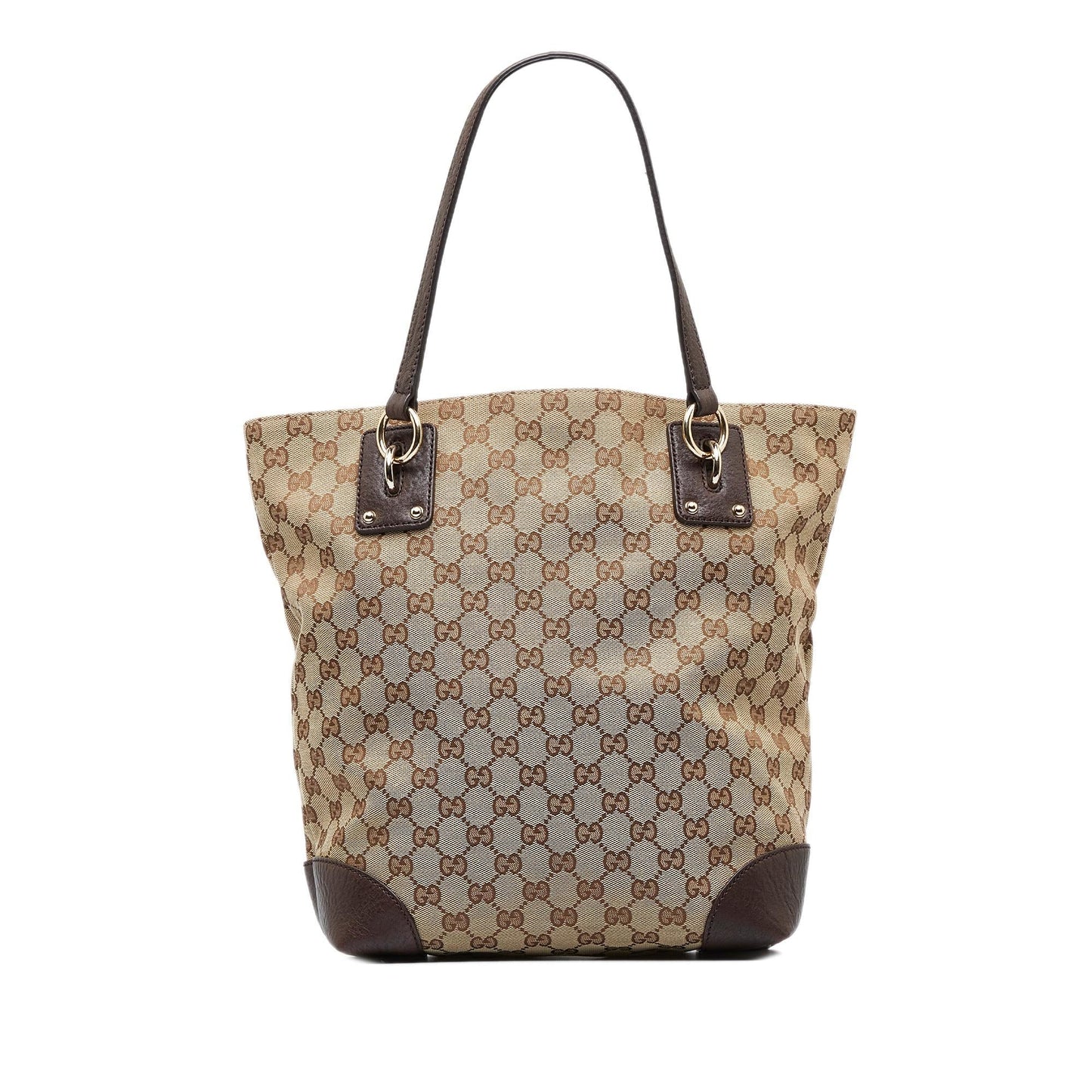 Gucci GG Charm SHG-n6X4id Canvas Calf Brown Tote Bag