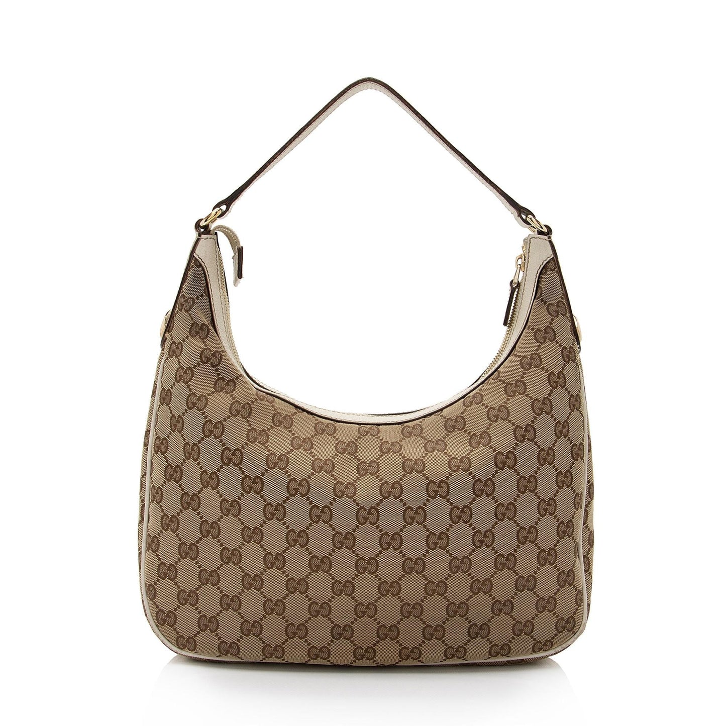 Gucci GG Charmy SHF-Xs0SFM Leather Canvas White Beige Shoulder Bag
