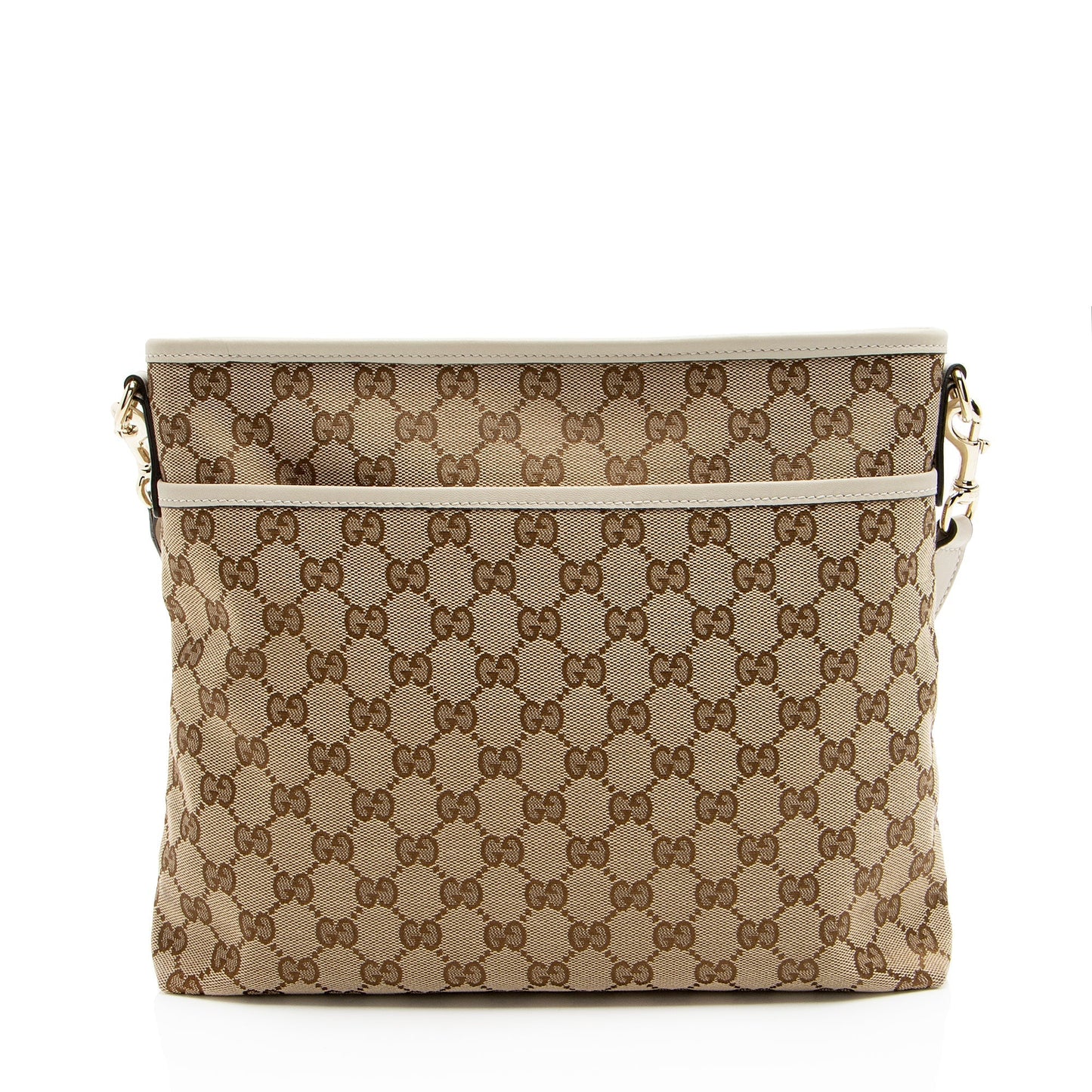 Gucci GG Classic Flat Messenger Leather Canvas Brown Beige Shoes