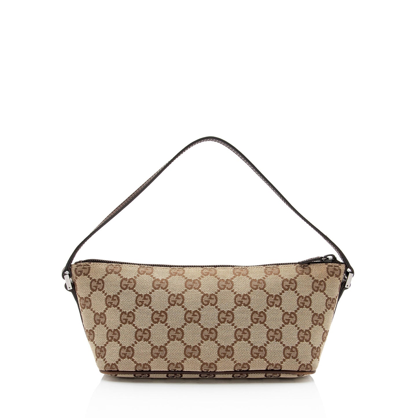 Gucci GG Classic Pochette SHF-jRMlTd Leather Canvas Brown Beige Clutch Bag