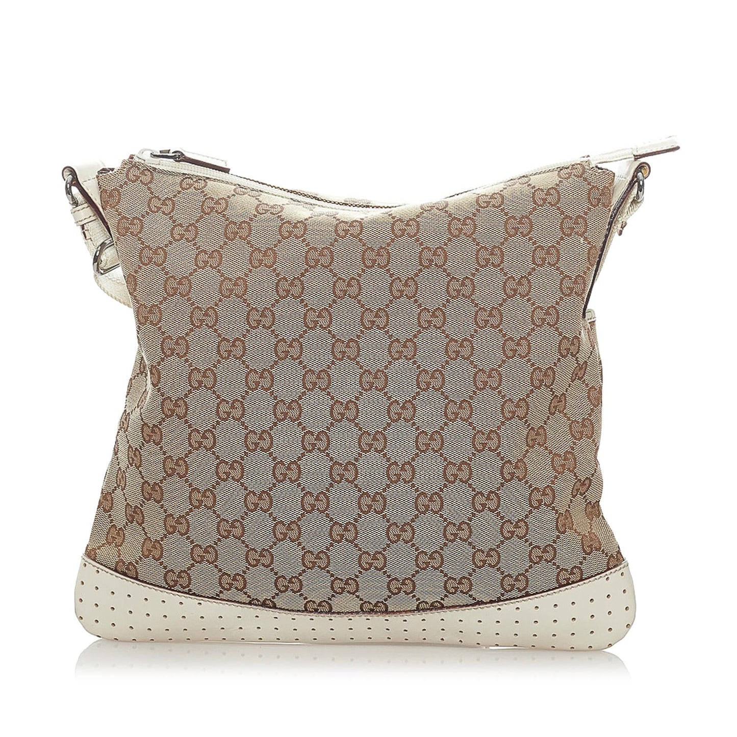 Gucci GG SHG Canvas White Brown Crossbody Bag Bag Shg