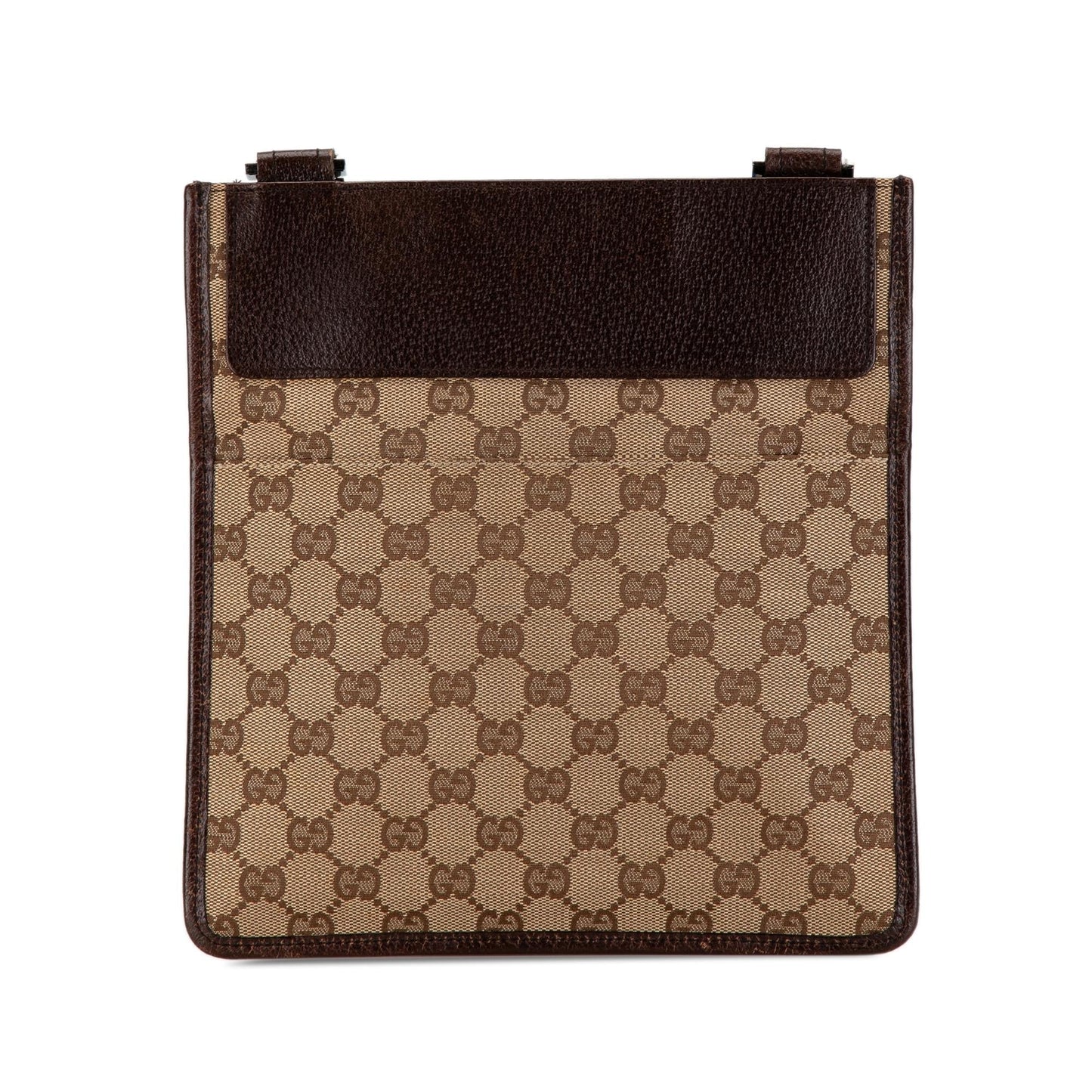 Gucci GG Canvas Calf Brown Crossbody Bag Shg Qy1Xkd