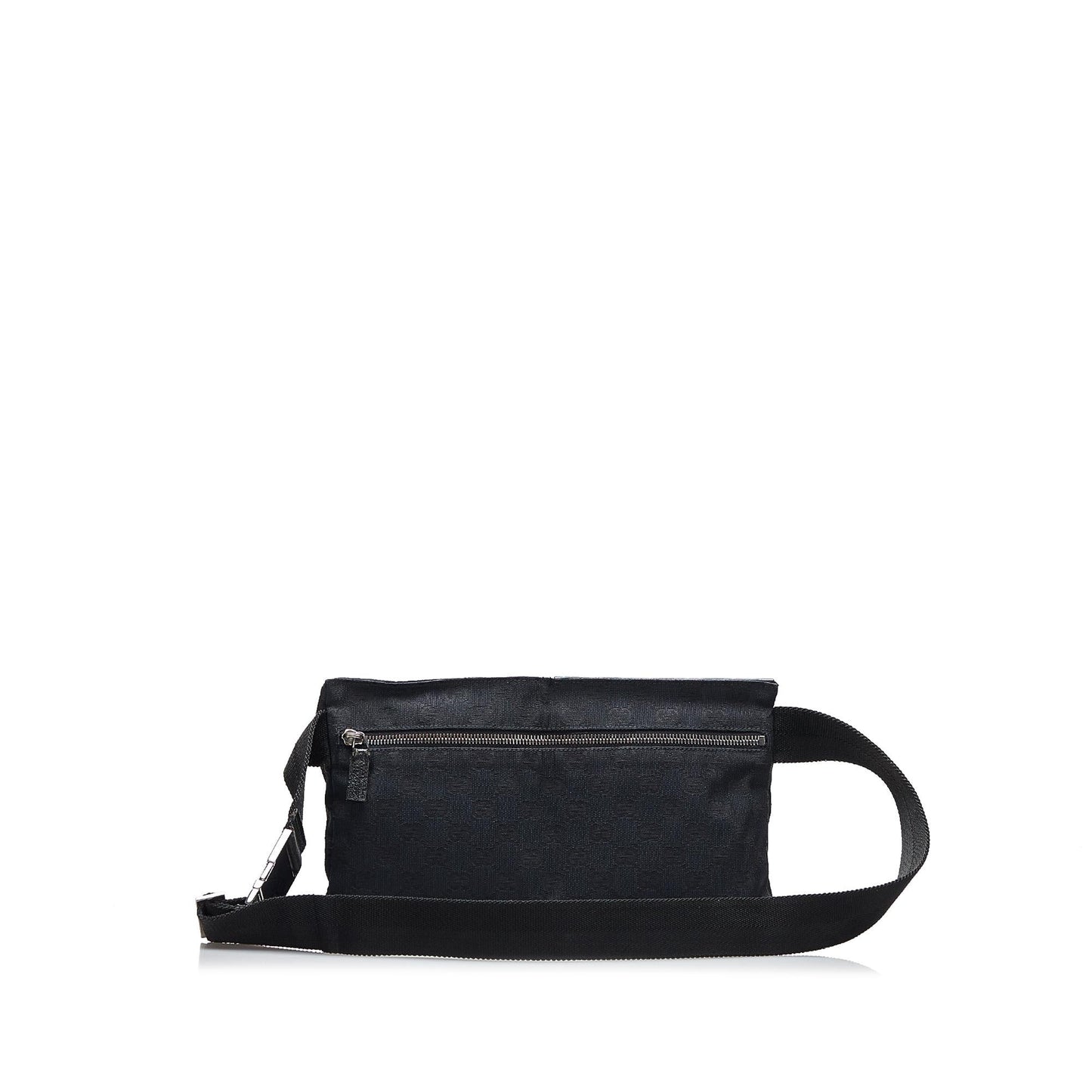 Gucci GG Double Pocket Belt SHG-RSeo1B Canvas Calf Black Accessory