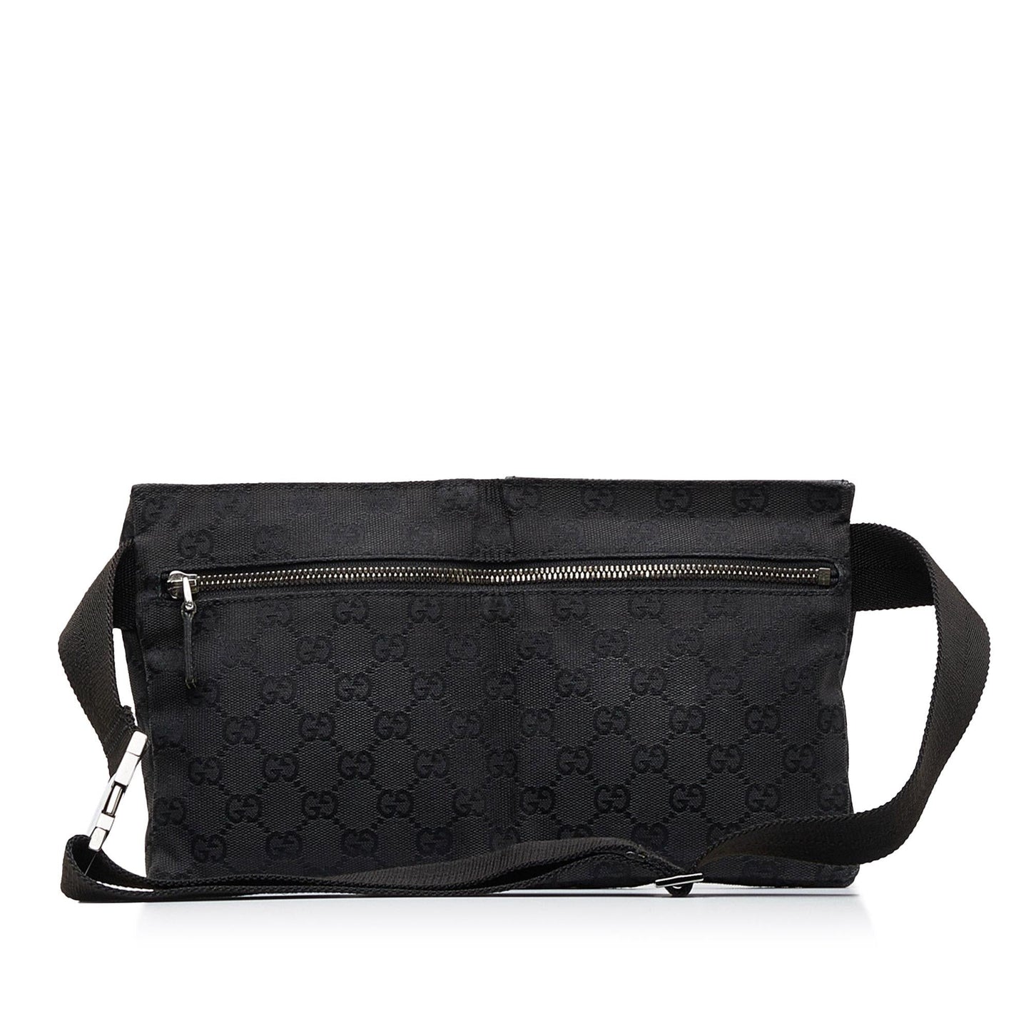 Gucci GG Double Pocket Belt SHG-WS8NBX Canvas Calf Black Accessory