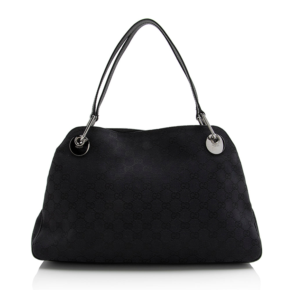 Gucci GG Eclipse SHF Leather Canvas Black Medium Shoulder Bag