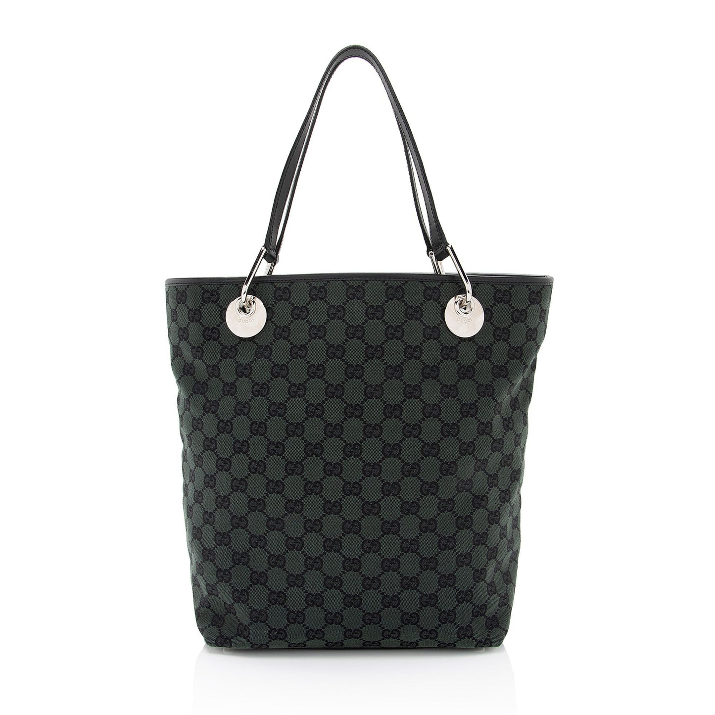 Gucci GG Eclipse N S SHF-CCVRzw Leather Canvas Black Green Tote Bag