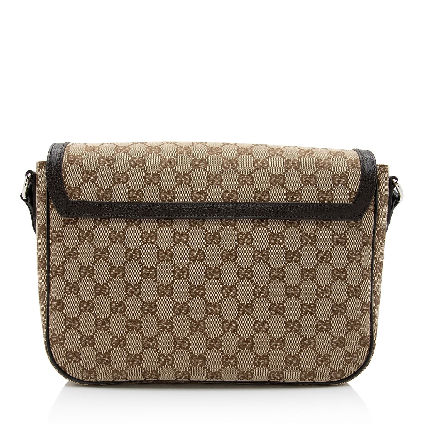 Gucci GG Flap Messenger SHF-Dgivt4 Leather Canvas Nylon Brown Shoulder Bag