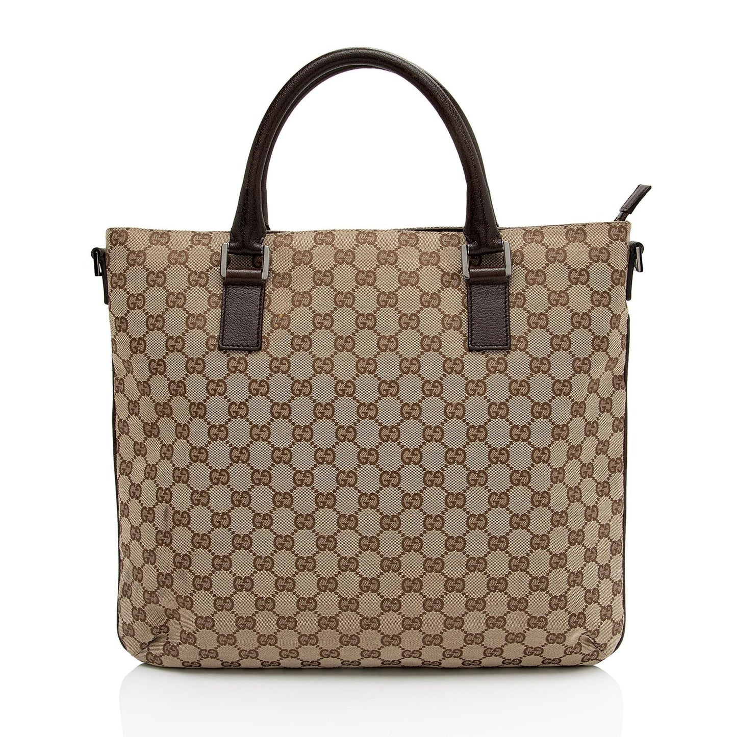 Gucci GG Front Pocket Convertible SHF-DbPq0d Leather Canvas Brown Beige Tote Bag
