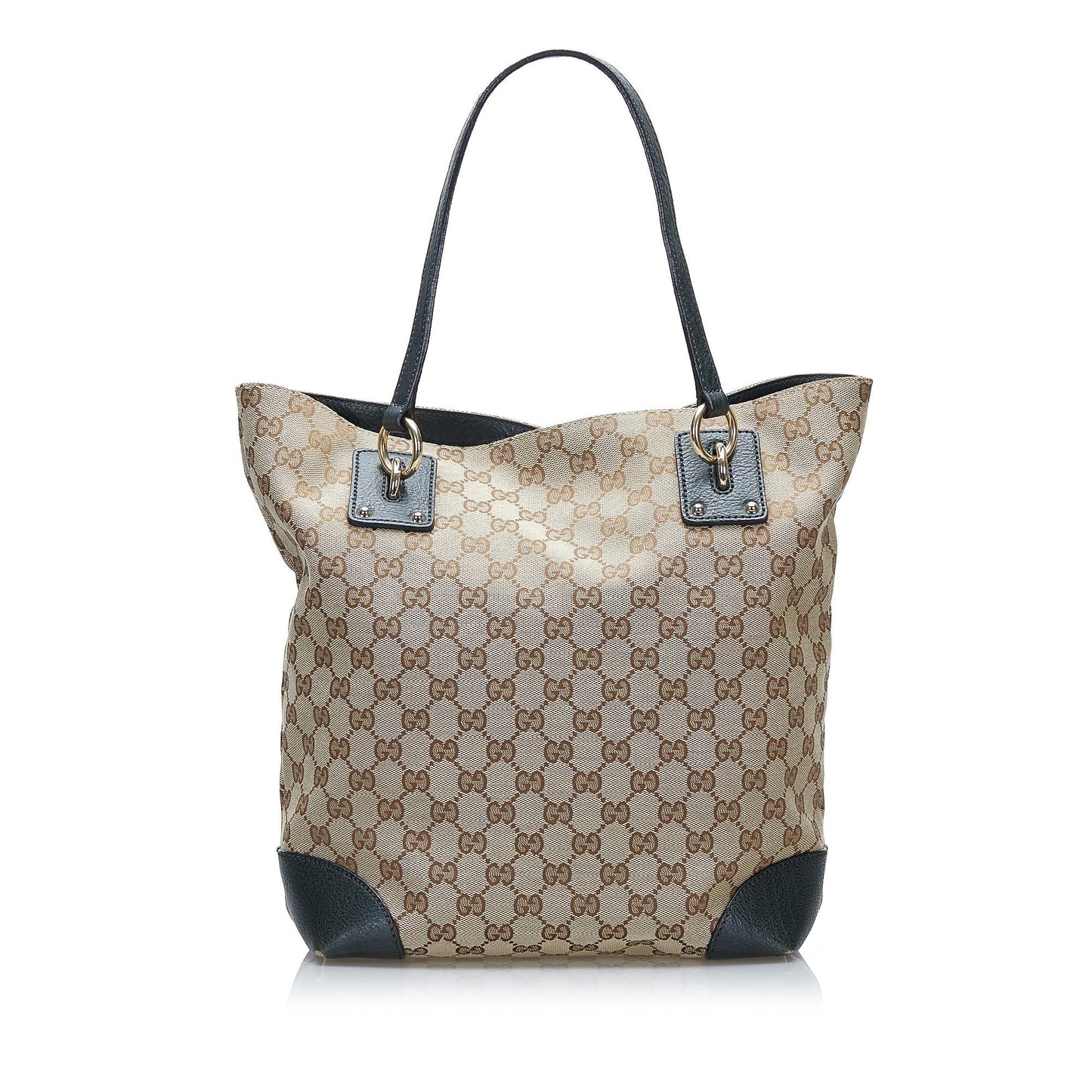 Gucci GG Charm SHG Canvas Calf Black Brown Tote Bag