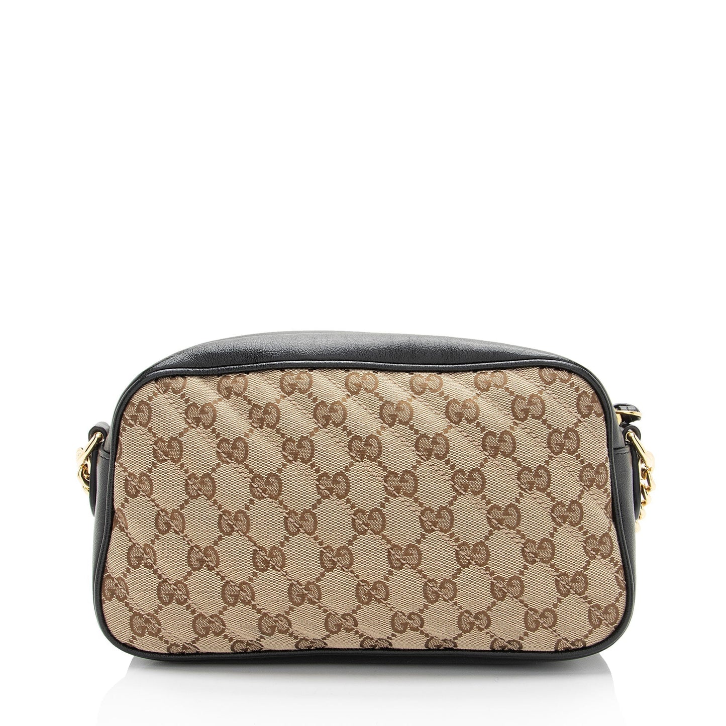 Gucci GG Marmont SHF-vFaifH Leather Canvas Black Brown Crossbody Bag