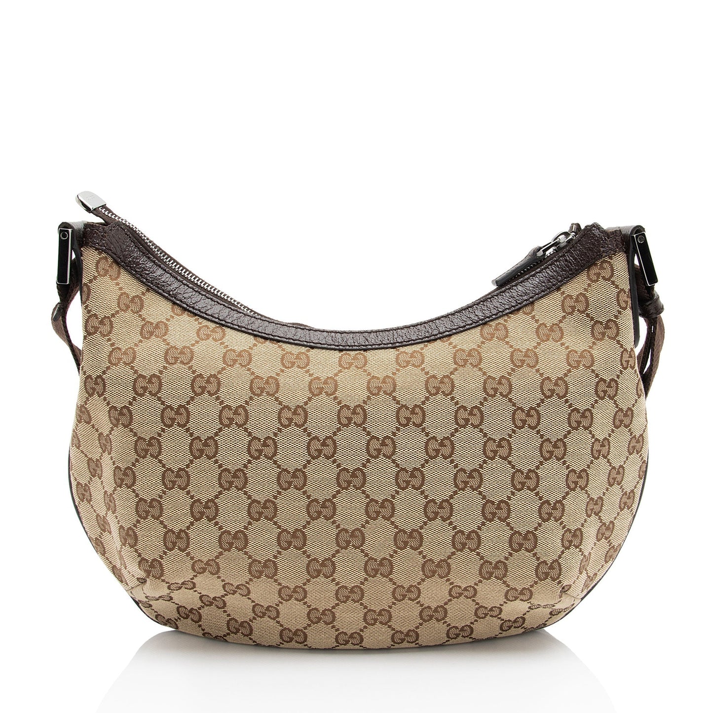 Gucci GG Half Moon Messenger SHF-wdpRGn Leather Canvas Nylon Brown Shoulder Bag