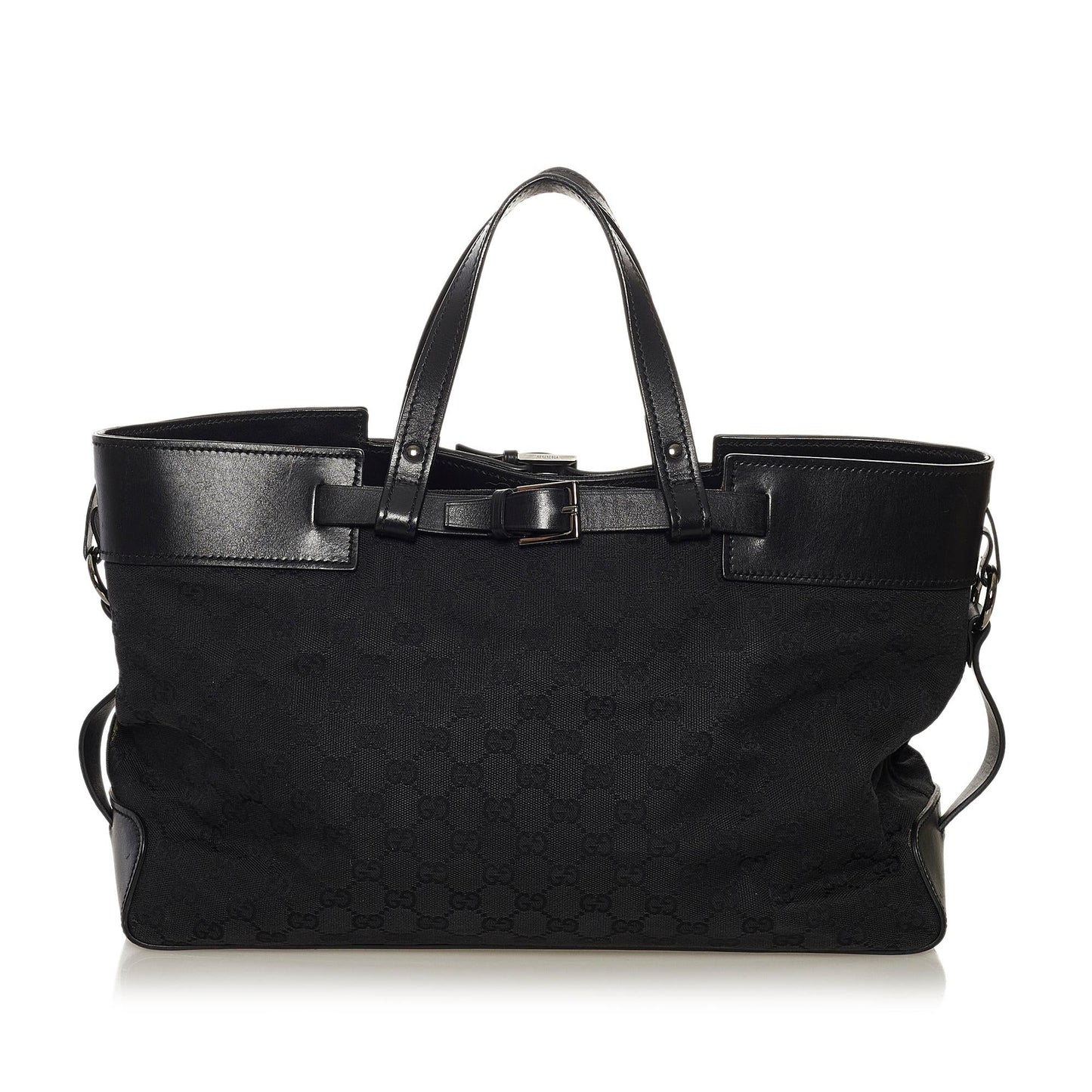 Gucci GG SHG Canvas Calf Black Satchel Bag