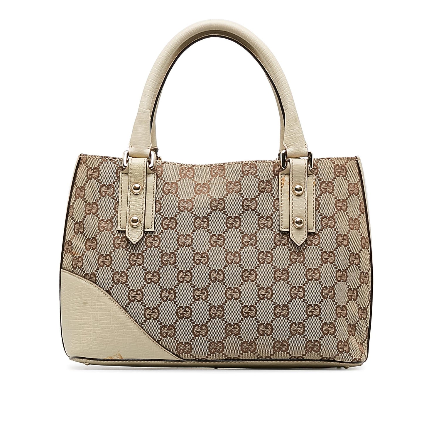 Gucci GG Hasler Web SHG-gXgbJg Canvas Calf White Brown Shoulder Bag