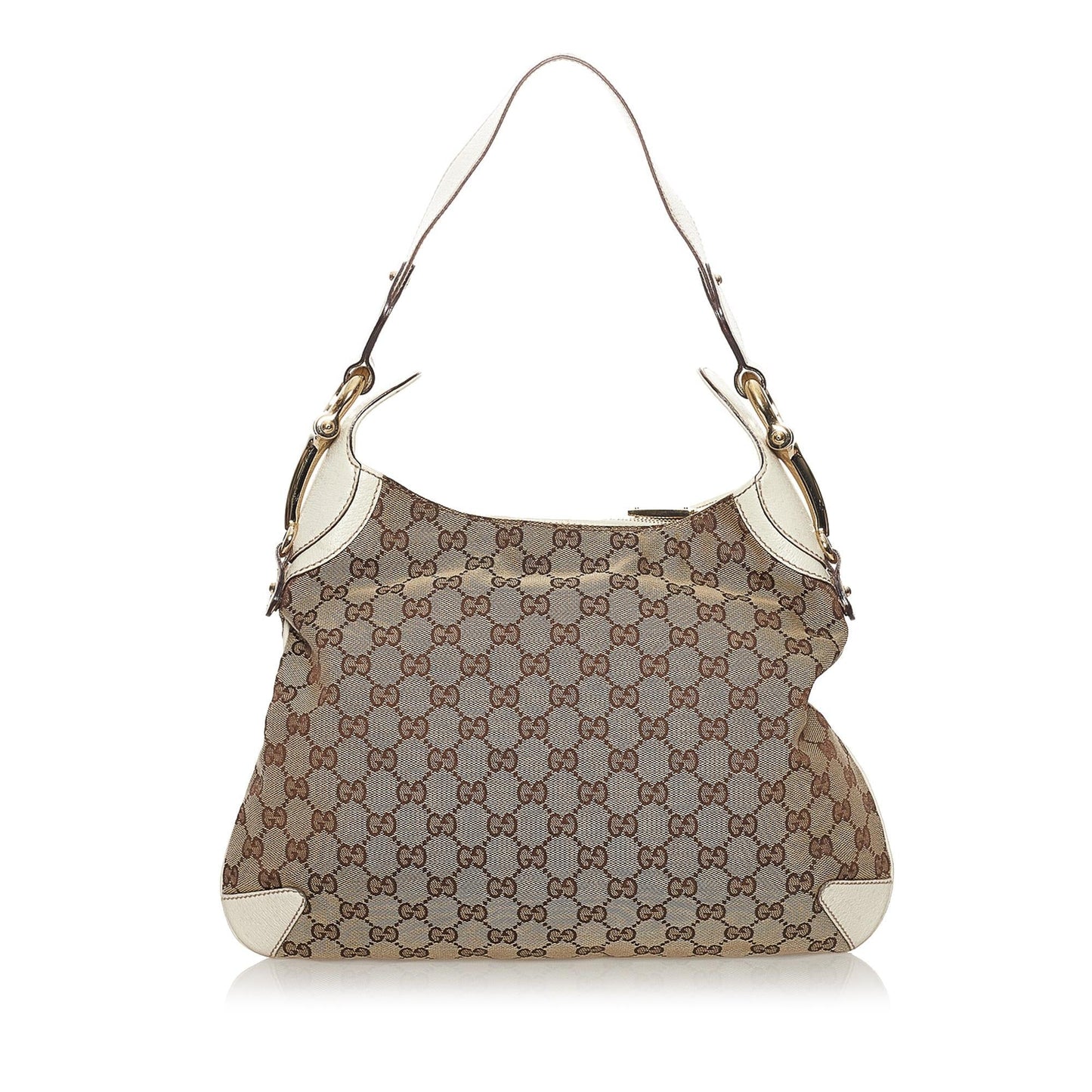 Gucci GG Horsebit Creole SHG-mPeq9s Canvas Calf White Brown Shoulder Bag
