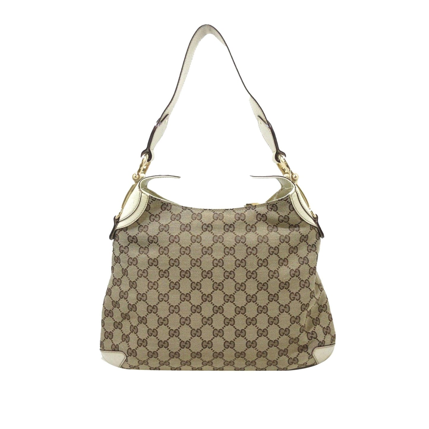 Gucci GG Horsebit Creole SHG-6V5vLp Canvas Calf White Brown Shoulder Bag