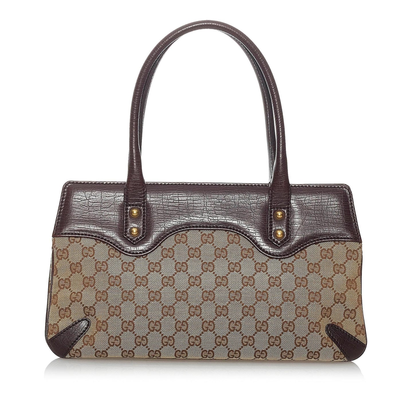 Gucci GG Horsebit SHG Canvas Brown Satchel Bag Handbag Shg