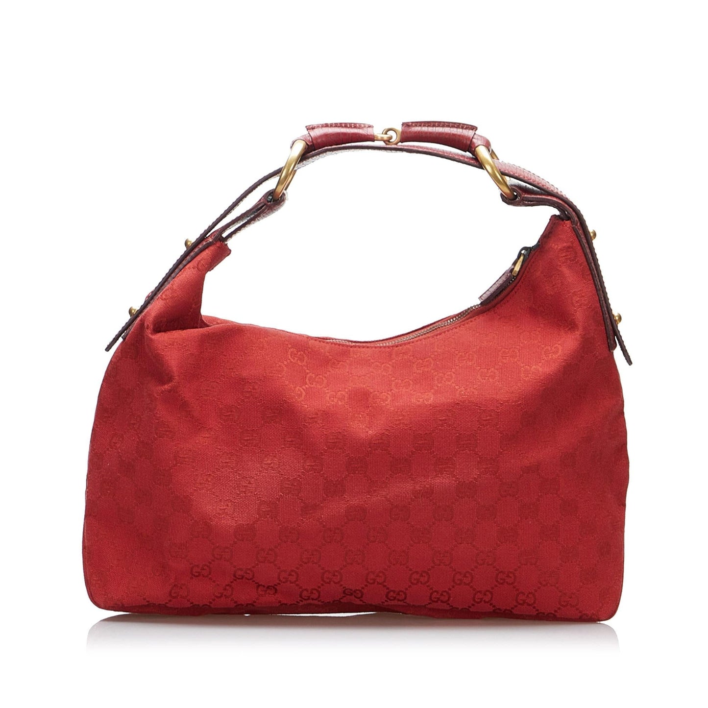 Gucci GG Horsebit SHG-bSt1gy Canvas Red Satchel Bag