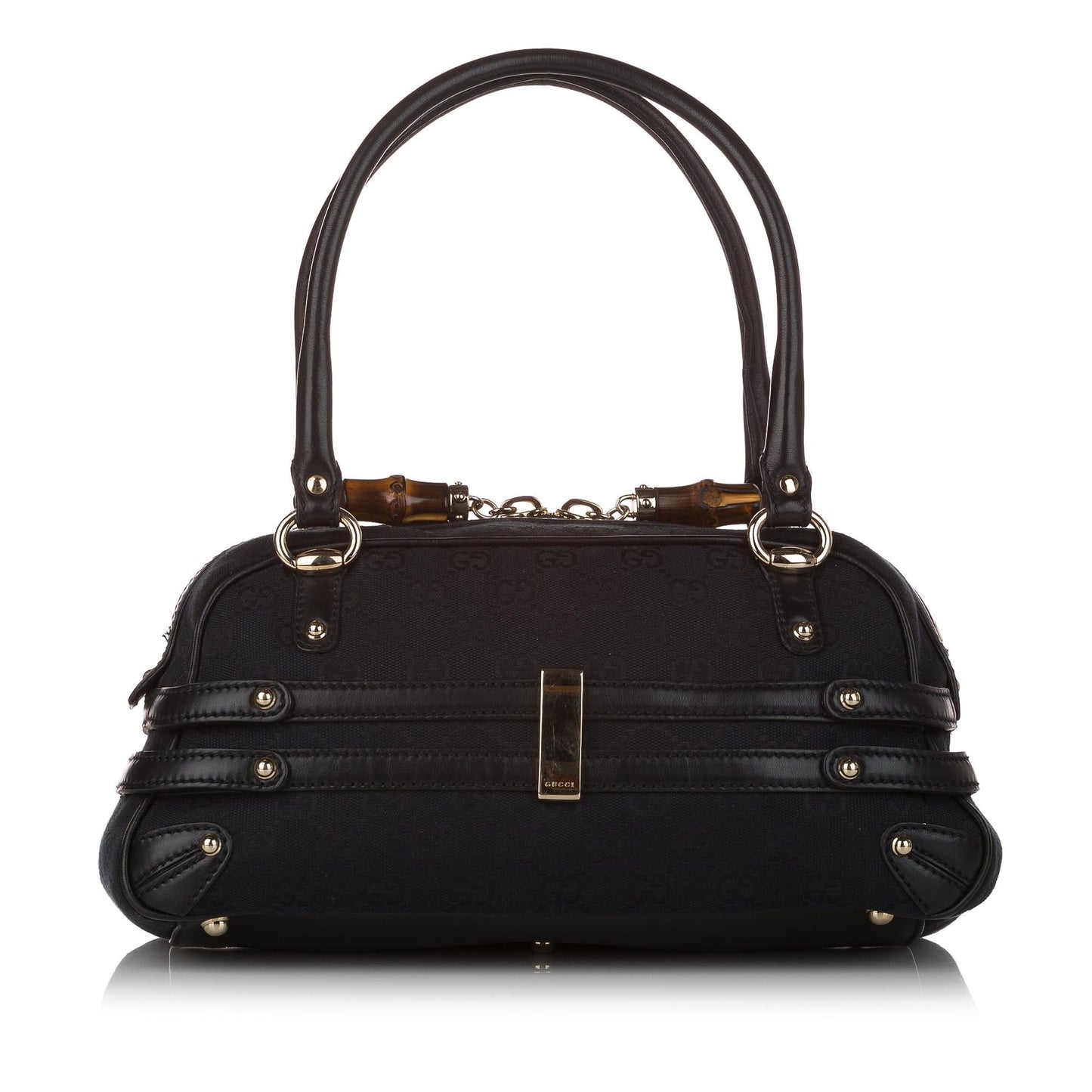 Gucci GG Horsebit Wave SHG Canvas Calf Black Satchel Bag