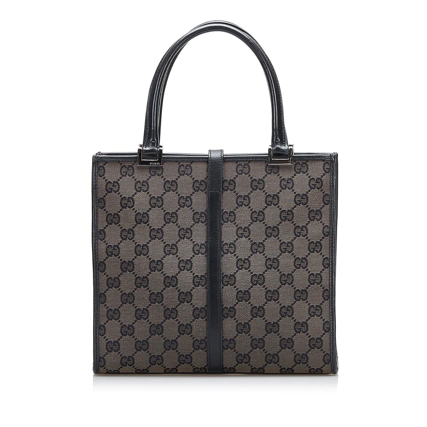 Gucci GG Jackie SHG-OLesWp Canvas Grey Satchel Bag