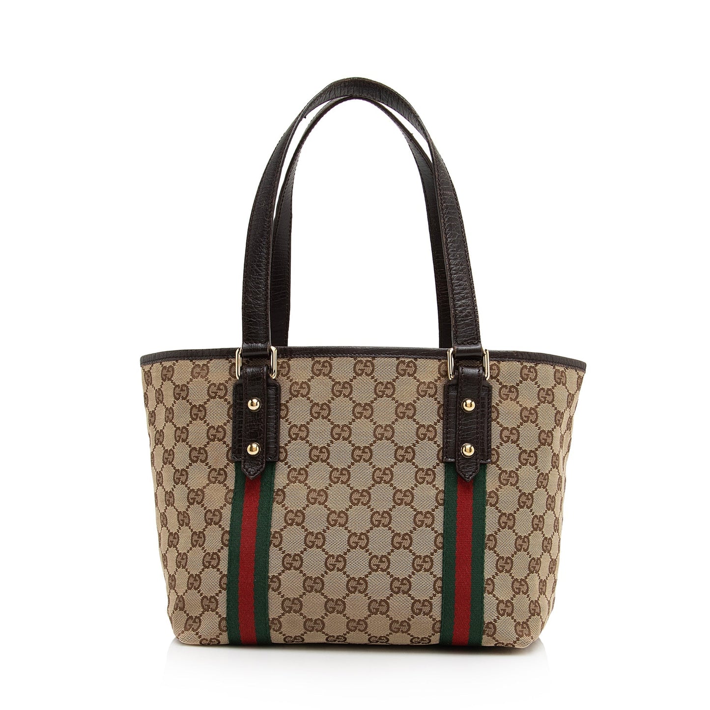 Gucci GG Jolicoeur SHF Leather Canvas Nylon Brown Tote Bag