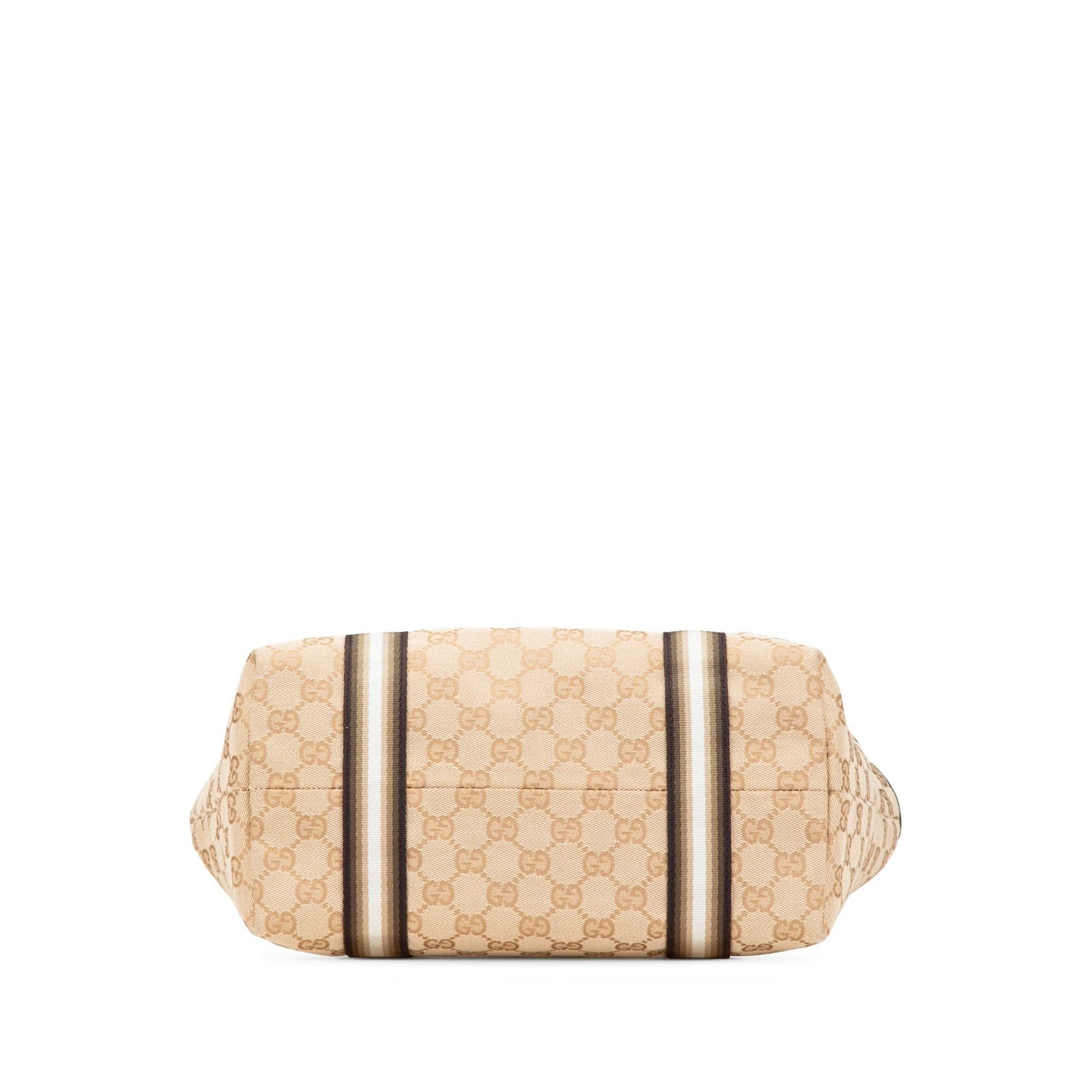 Gucci GG Jolicoeur Canvas Calf Brown Gold Tote Bag