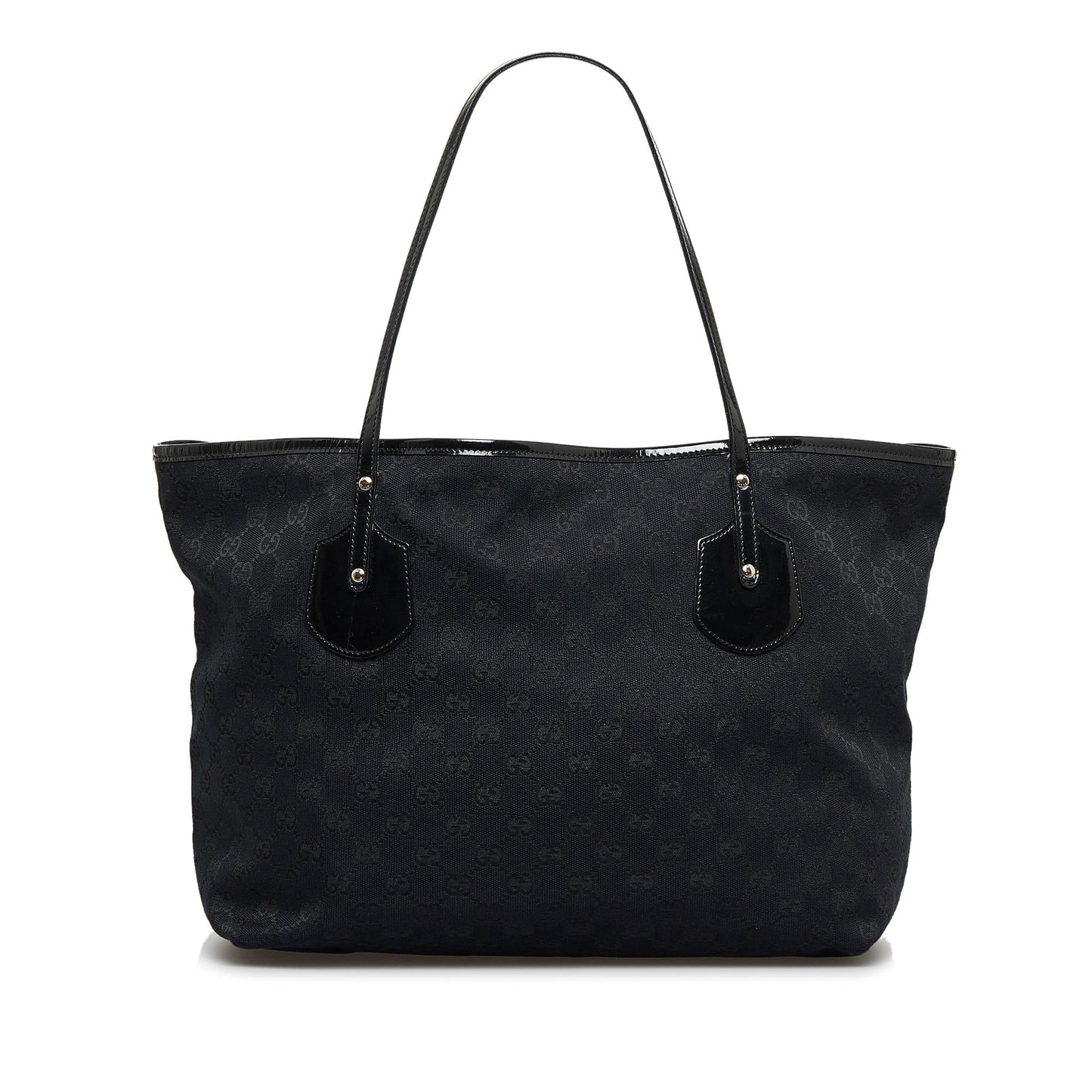 Gucci GG Jolie SHG-jsIzCh Leather Canvas Patent Black Tote Bag
