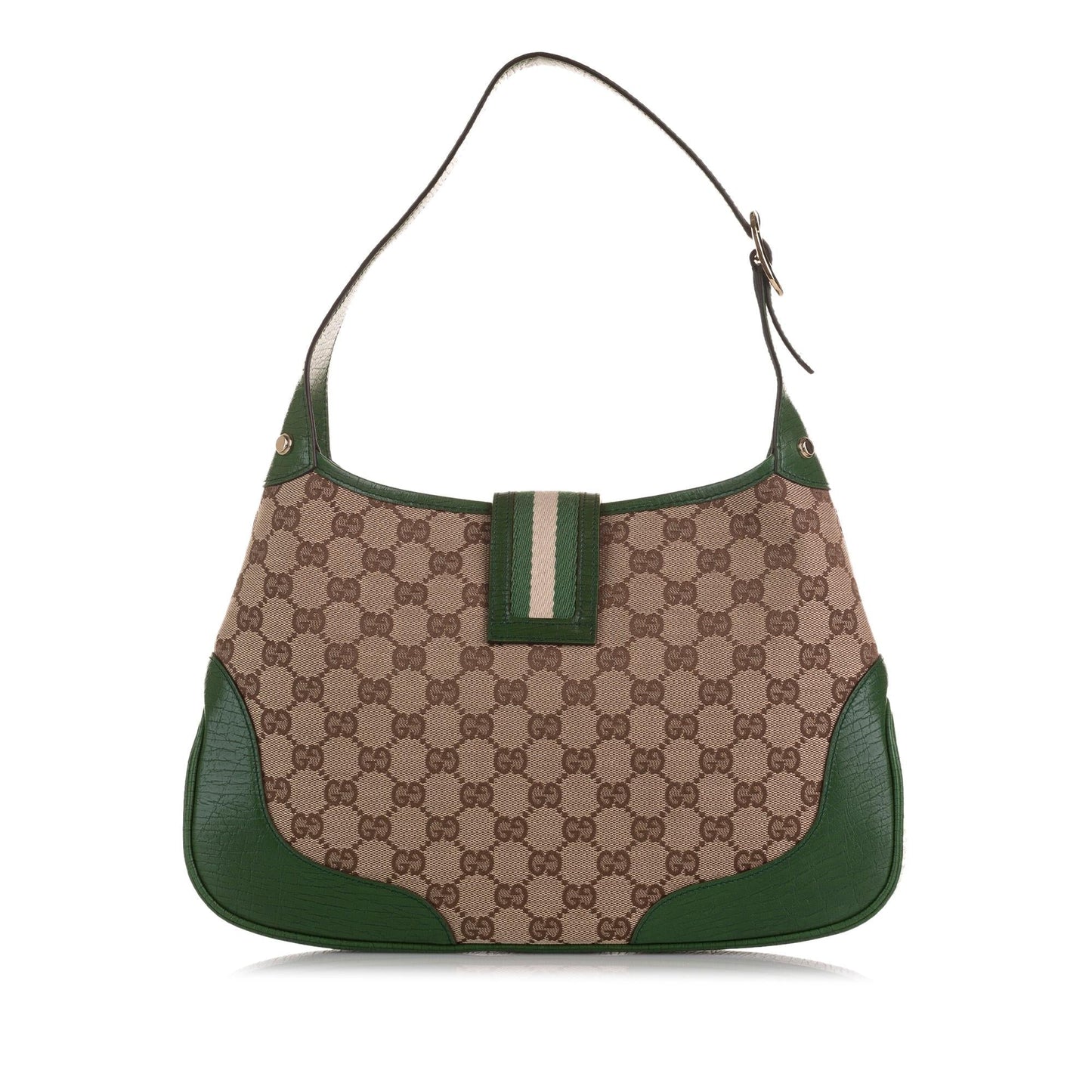 Gucci GG Junco SHG-m2iTs8 Canvas Calf Brown Green Shoulder Bag