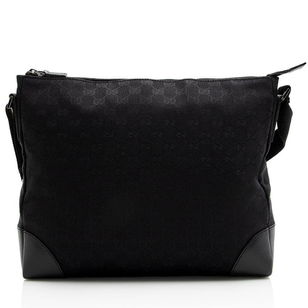 Gucci GG Messenger SHF Leather Canvas Nylon Black Shoulder Bag
