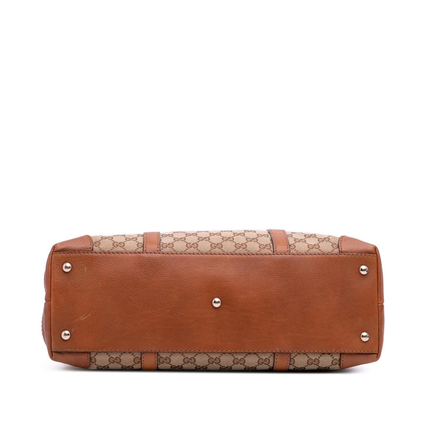 Gucci GG Marrakech Canvas Calf Brown Tote Bag
