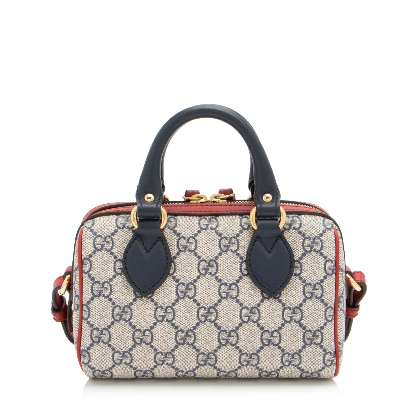 Gucci GG Supreme Boston Leather Canvas Blue Mini Satchel Bag