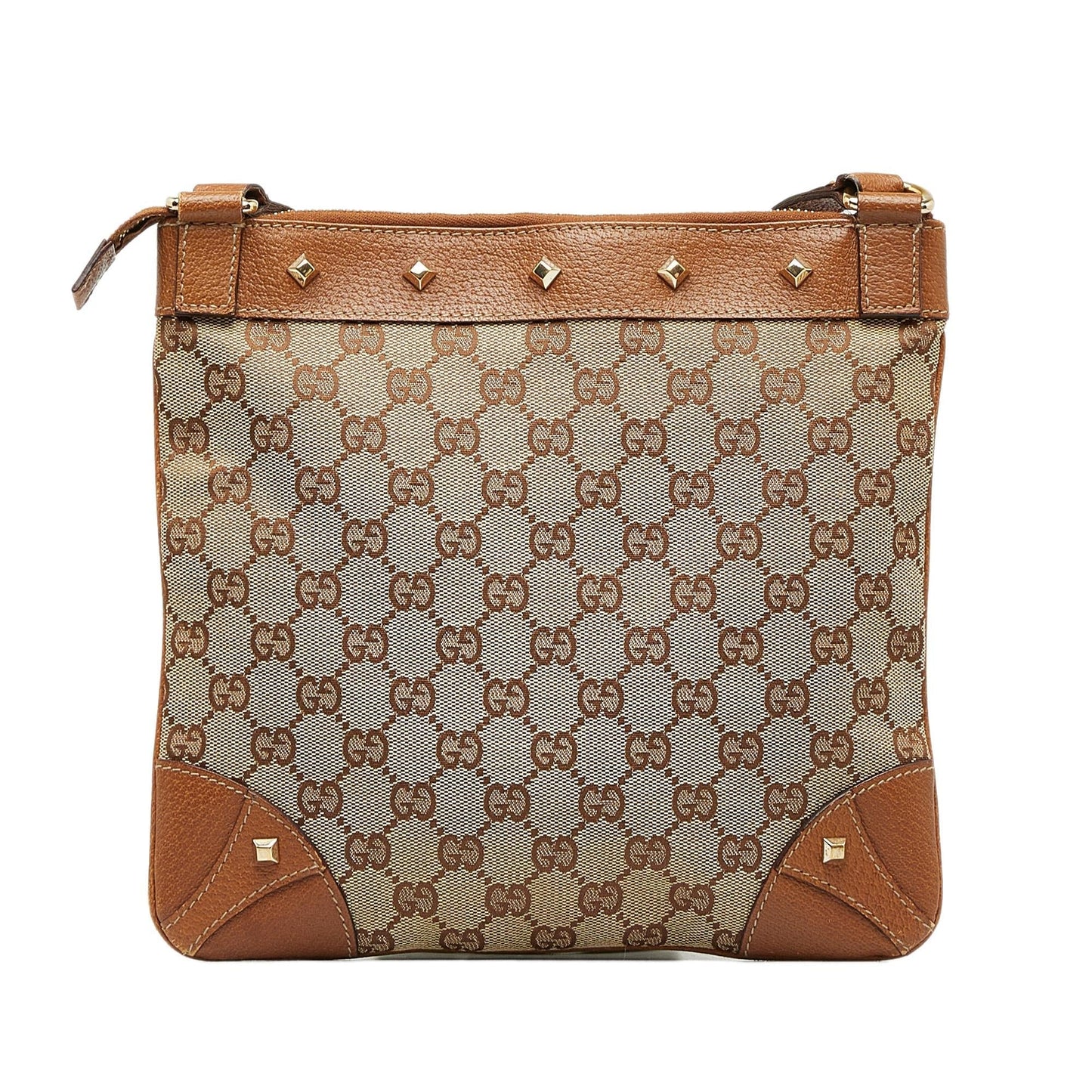 Gucci GG Nailhead SHG-Mehcnj Canvas Brown Crossbody Bag