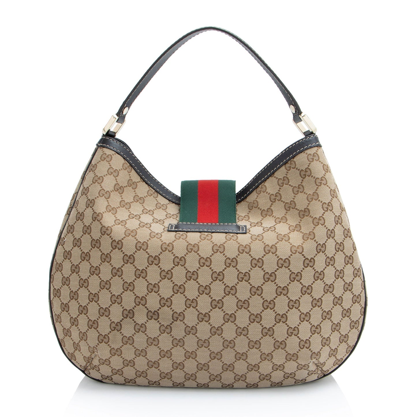 Gucci GG New Ladies Web SHF-KEb6Ji Leather Canvas Nylon Brown Shoulder Bag