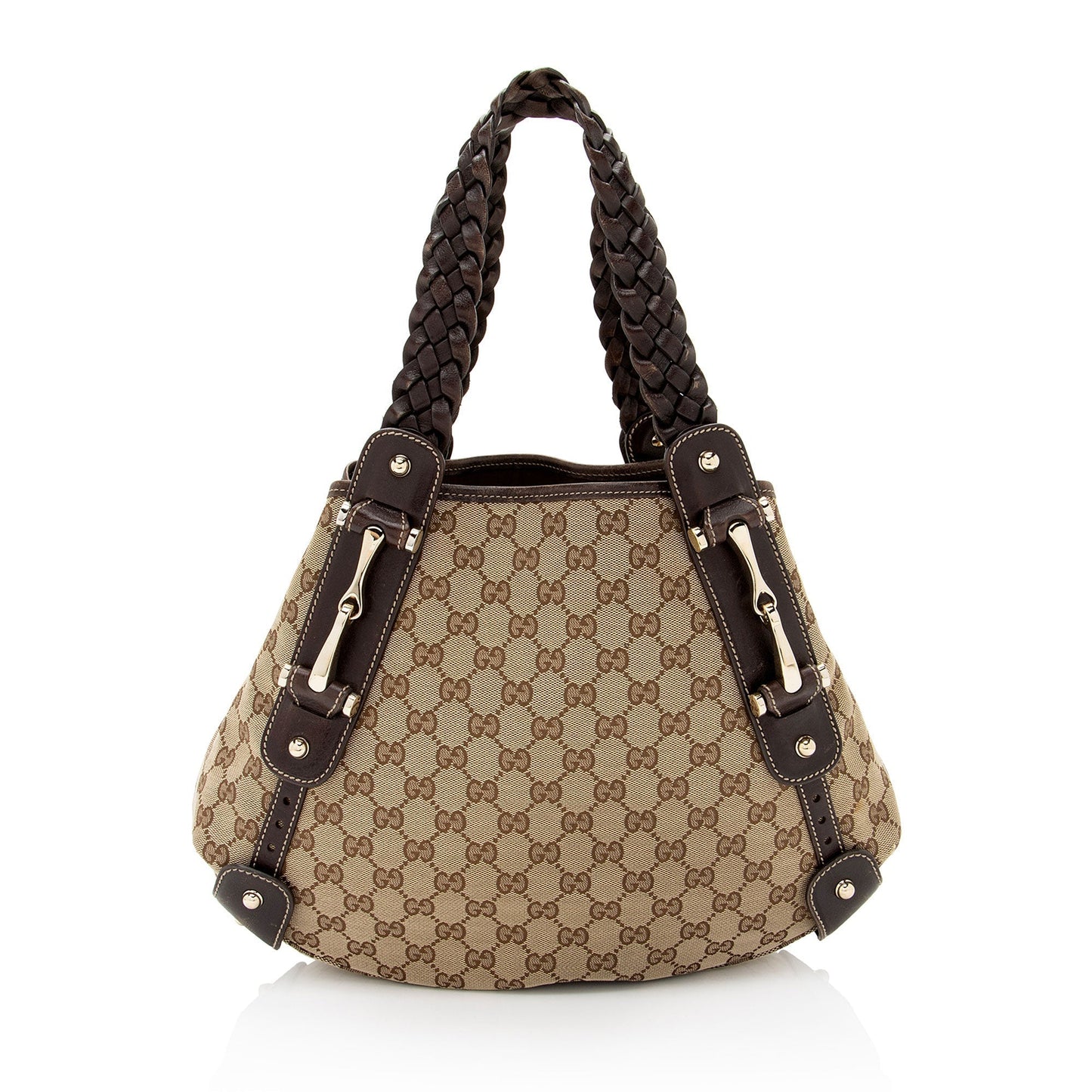 Gucci GG Pelham SHF-HW7KzX Leather Canvas Brown Beige Shoulder Bag