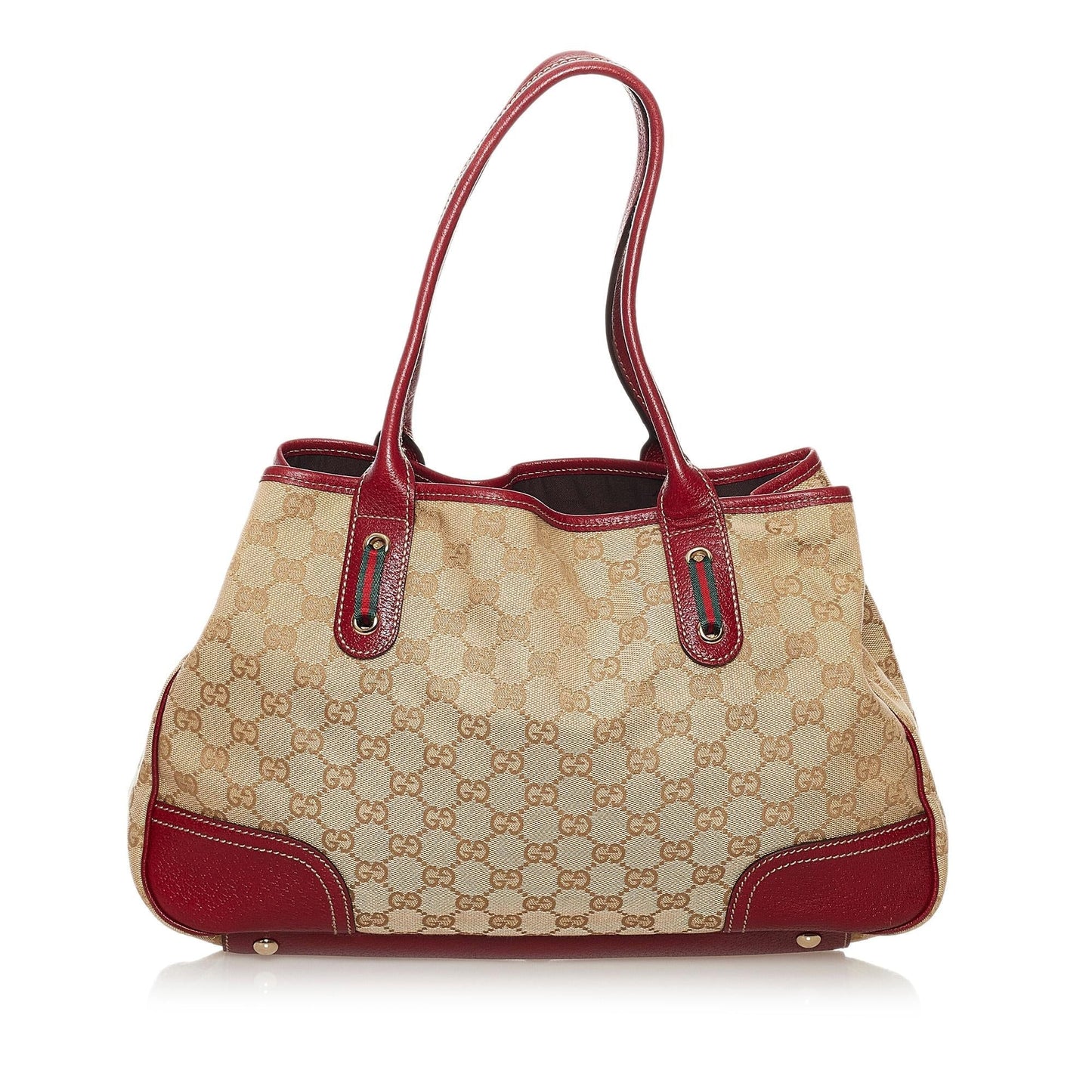 Gucci GG Princy SHG Canvas Brown Red Tote Bag