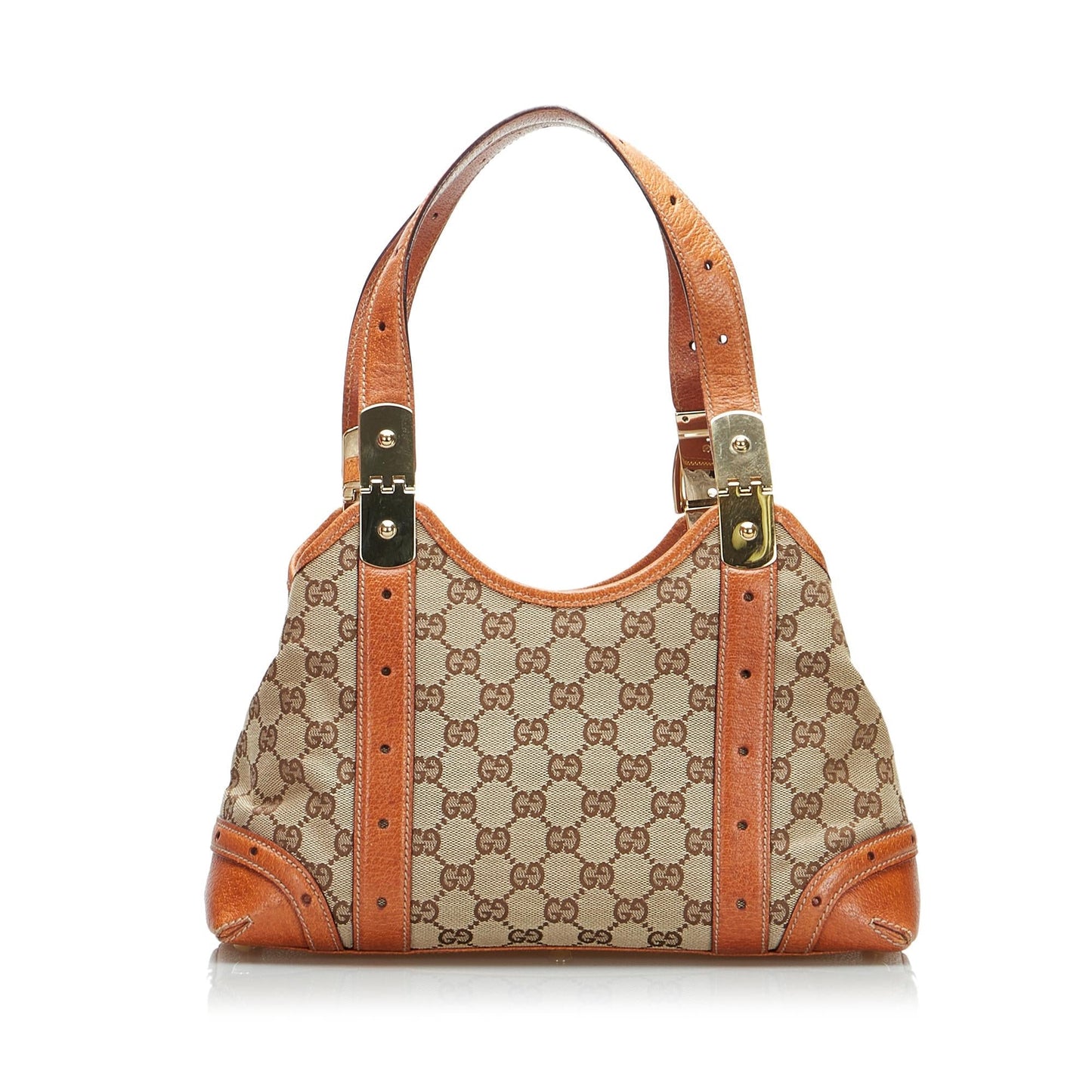 Gucci GG SHG-ZvPrzg Canvas Calf Brown Orange Shoulder Bag