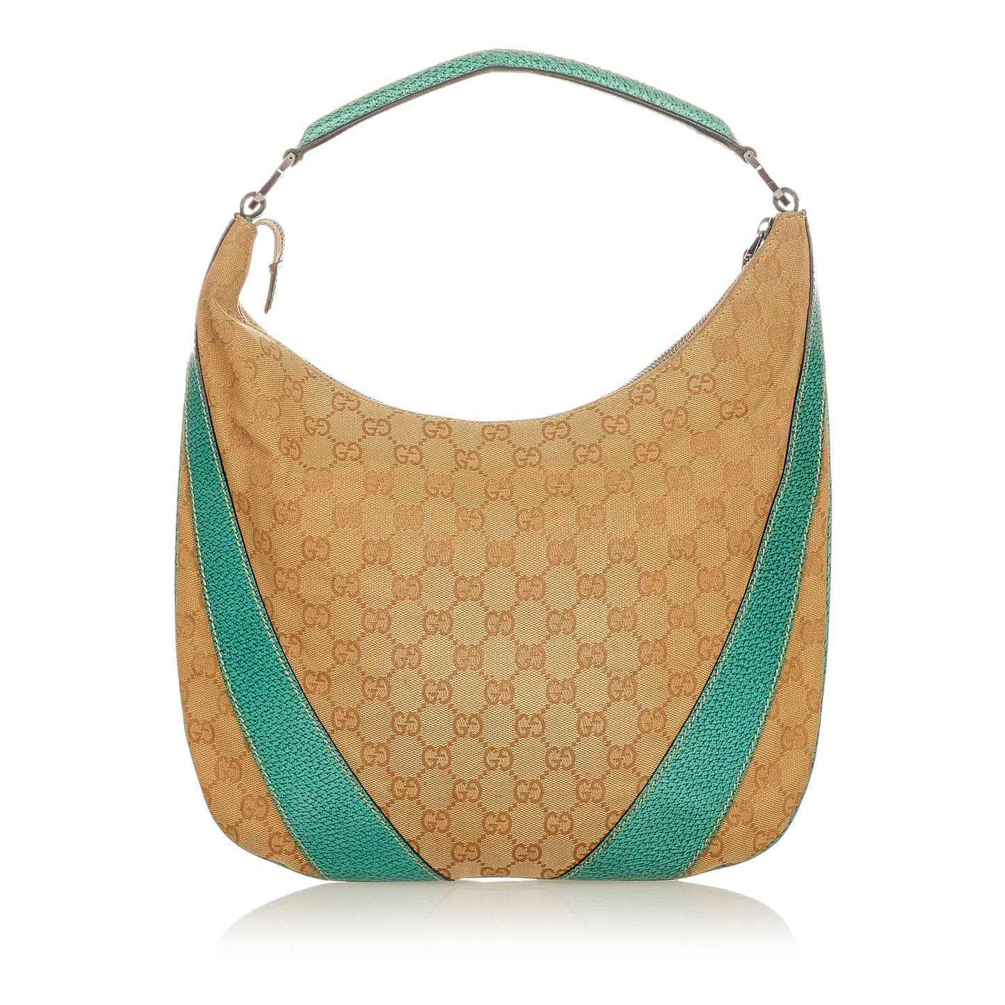 Gucci GG SHG-lRiQLU Canvas Brown Green Shoulder Bag