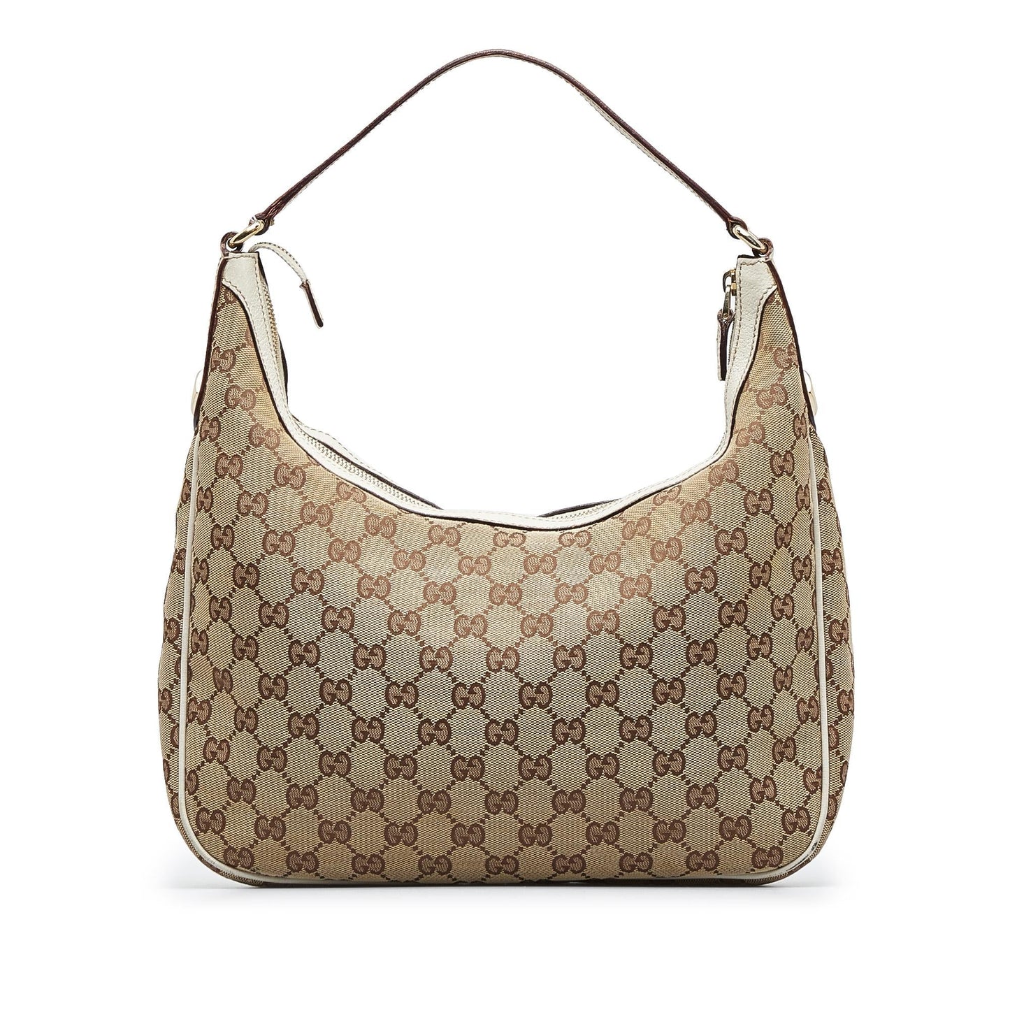 Gucci GG SHG-bjoFh9 Canvas Calf White Brown Shoulder Bag