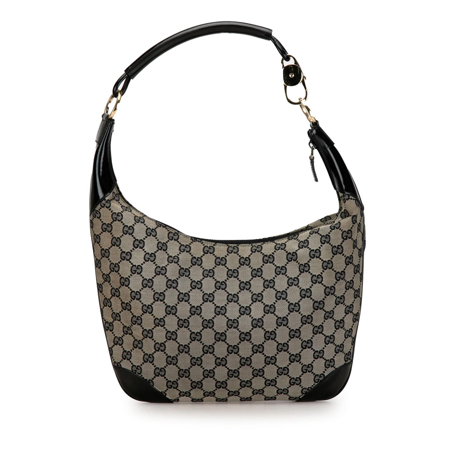 Gucci GG SHG-GpFJwE Leather Canvas Patent Black Shoulder Bag