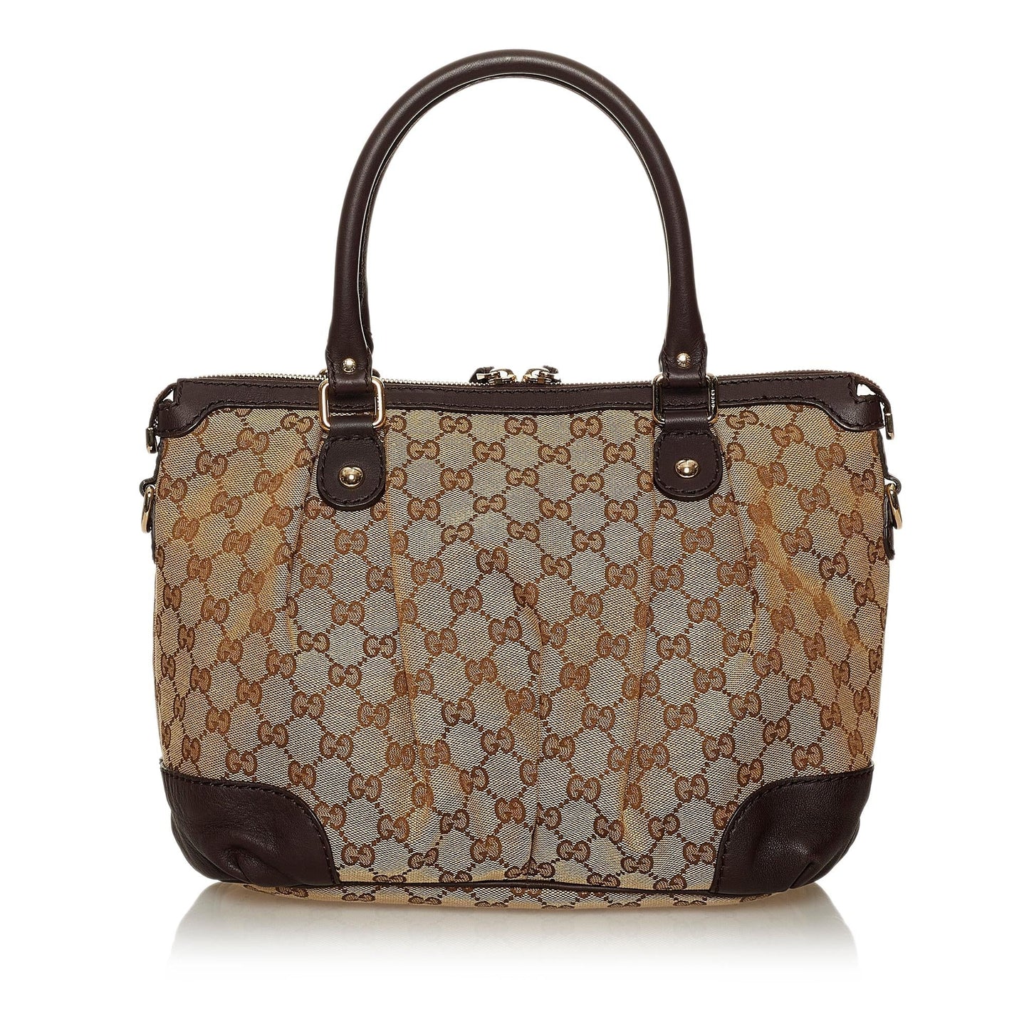 Gucci GG Sukey SHG Canvas Calf Brown Satchel Bag