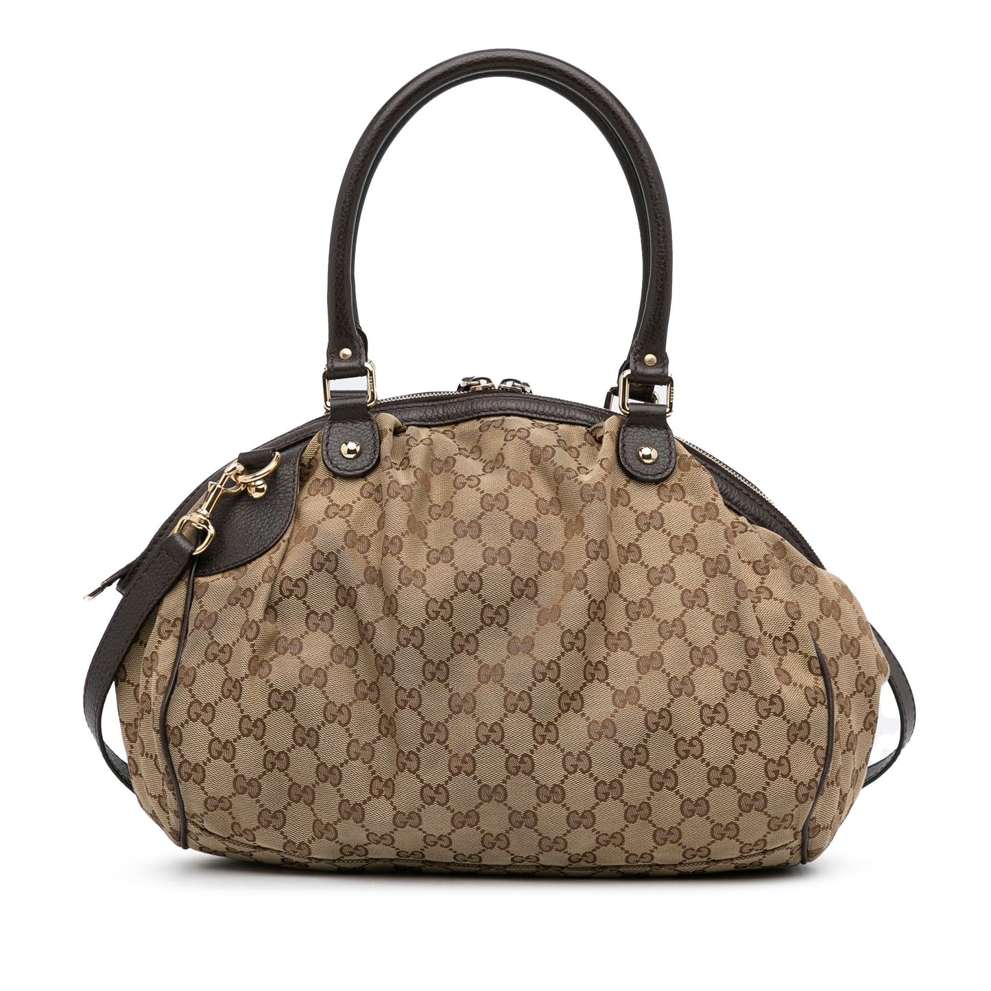 Gucci GG Sukey SHG-OwA3vA Canvas Brown Satchel Bag