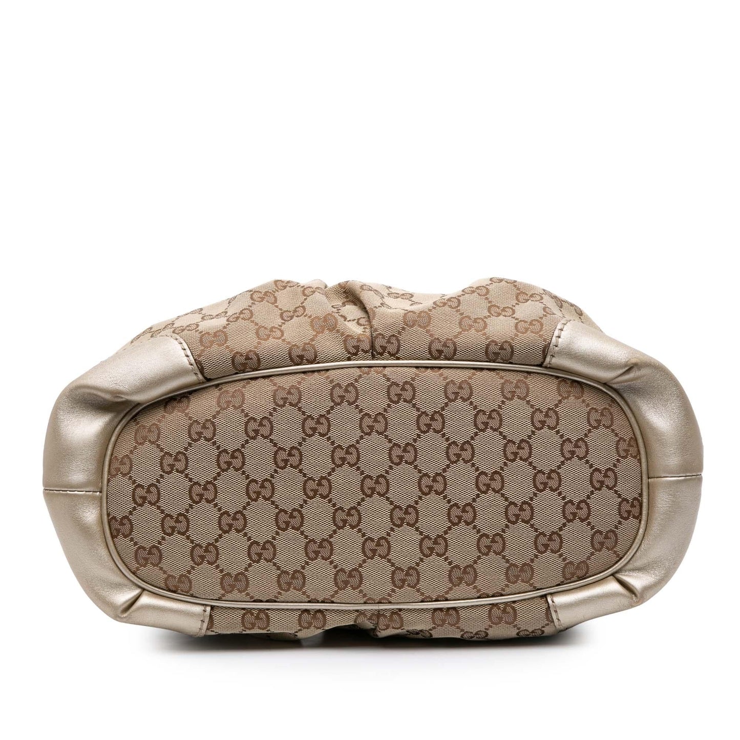 Gucci GG Sukey Canvas Calf Brown Gold Satchel Bag